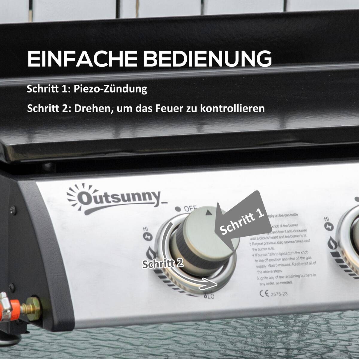 Outsunny Gasgrill Metall B/H/L: ca. 48x21x63 cm