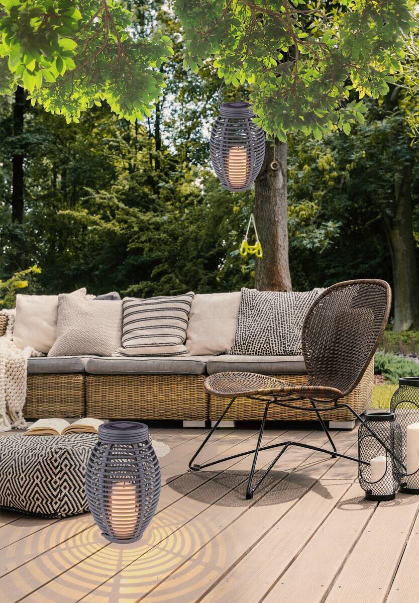 LED-Solarleuchte grau Kunststoff H/D: ca. 35x18,5 cm