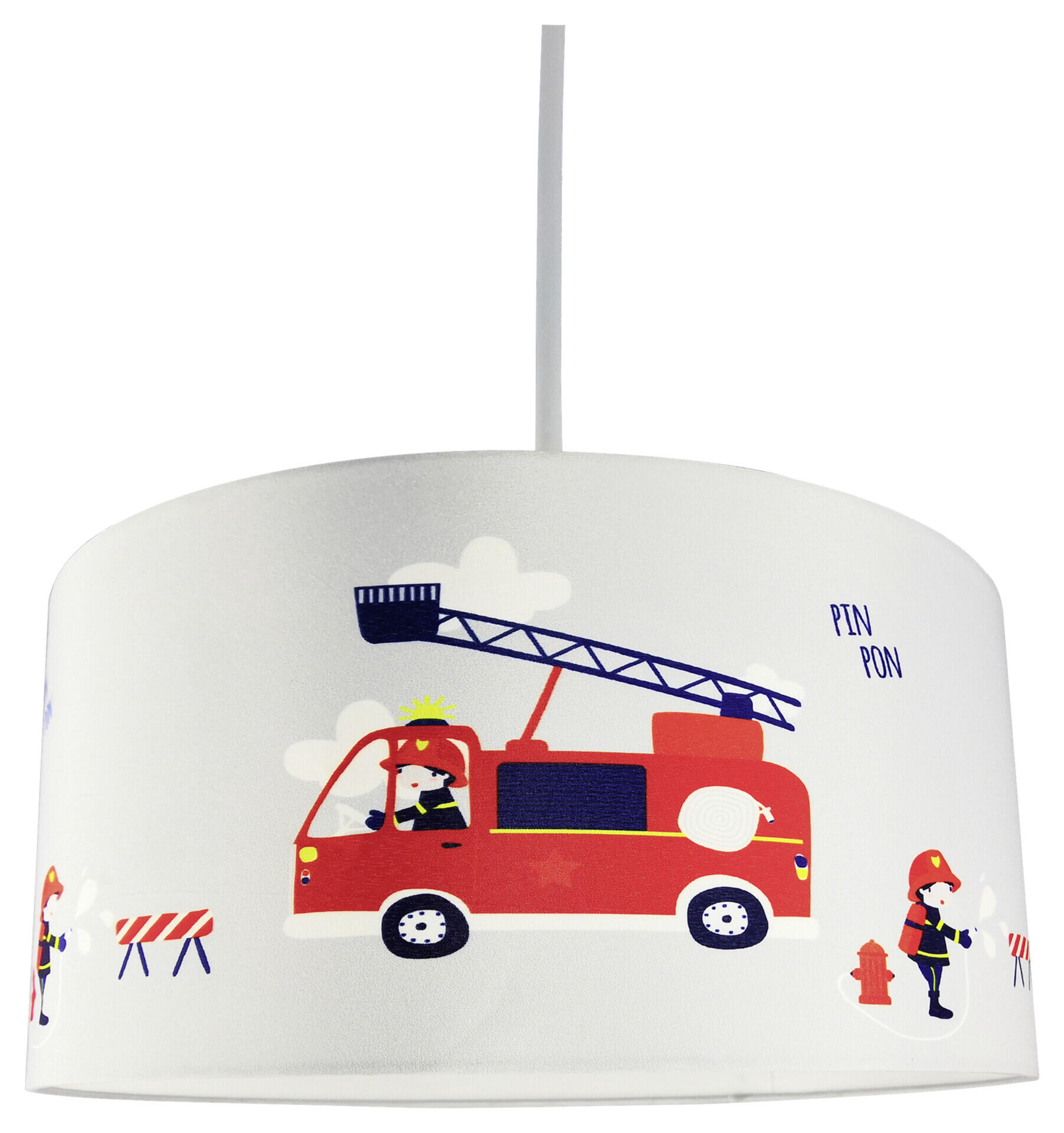 POCOline Pendelleuchte Feuerwehr grau weiß Stoff Kunststoff H/D: ca. 120x30 cm E27 1 Brennstellen