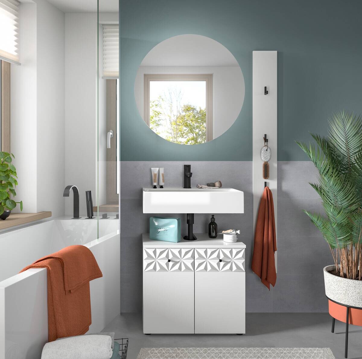 Badezimmer-Set Prisma weiß B/H/T: ca. 91x187x37 cm