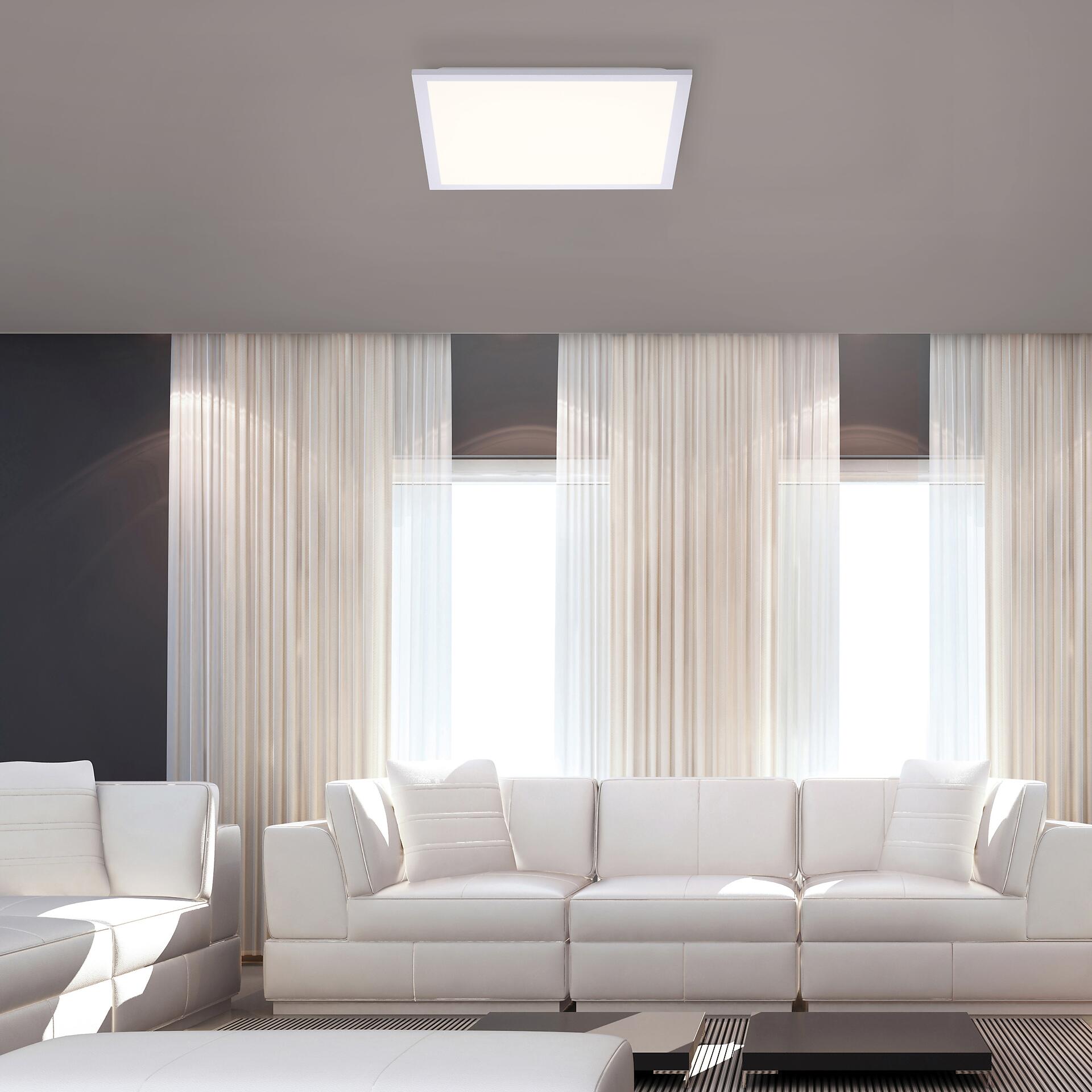 Just Light Deckenleuchte 12201-16 Flat weiß Kunststoff B/H/L: ca. 45x6x45 cm 1 Brennstellen