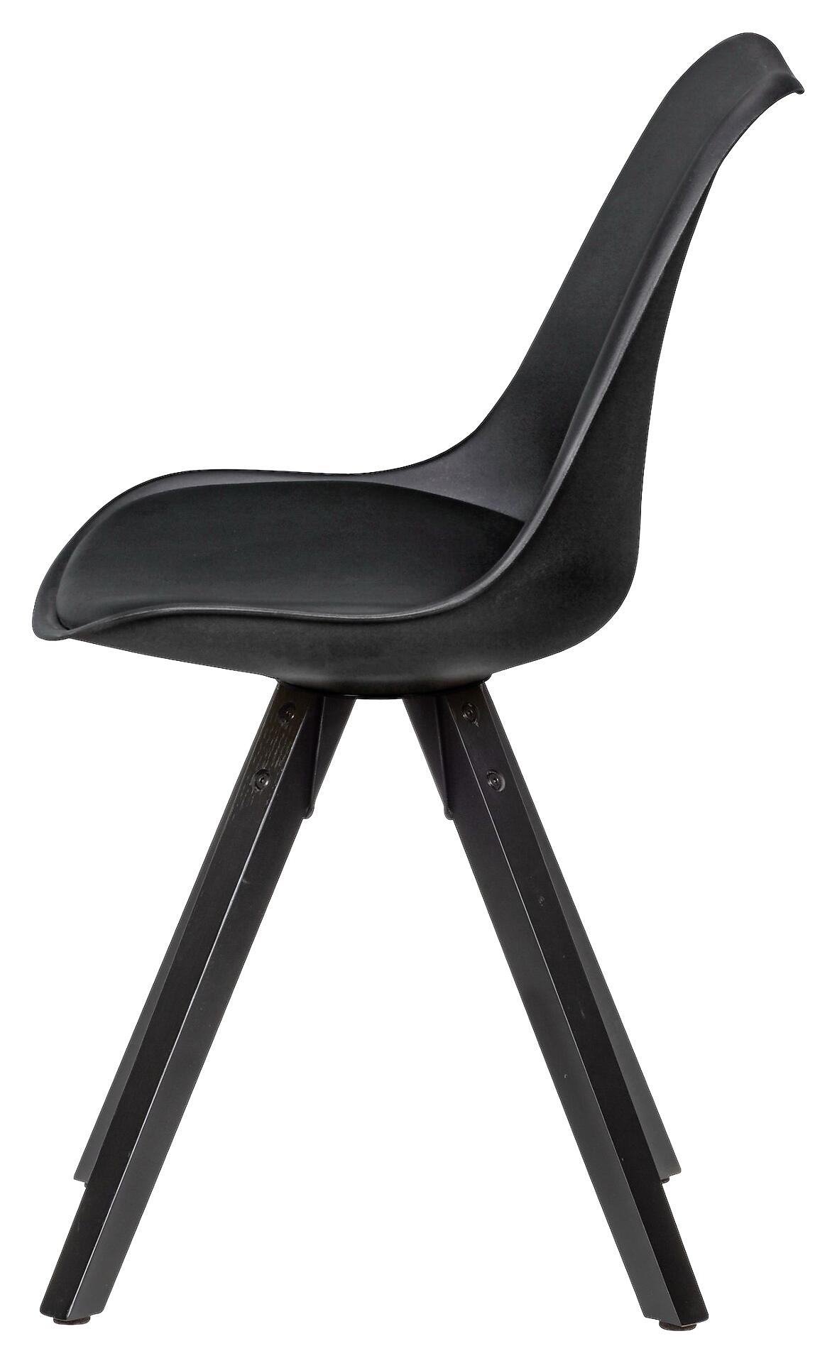 Stuhl 2er-Set schwarz schwarz schwarz Kunststoff Kunstleder Echtholz B/H/T: ca. 49x87x52 cm