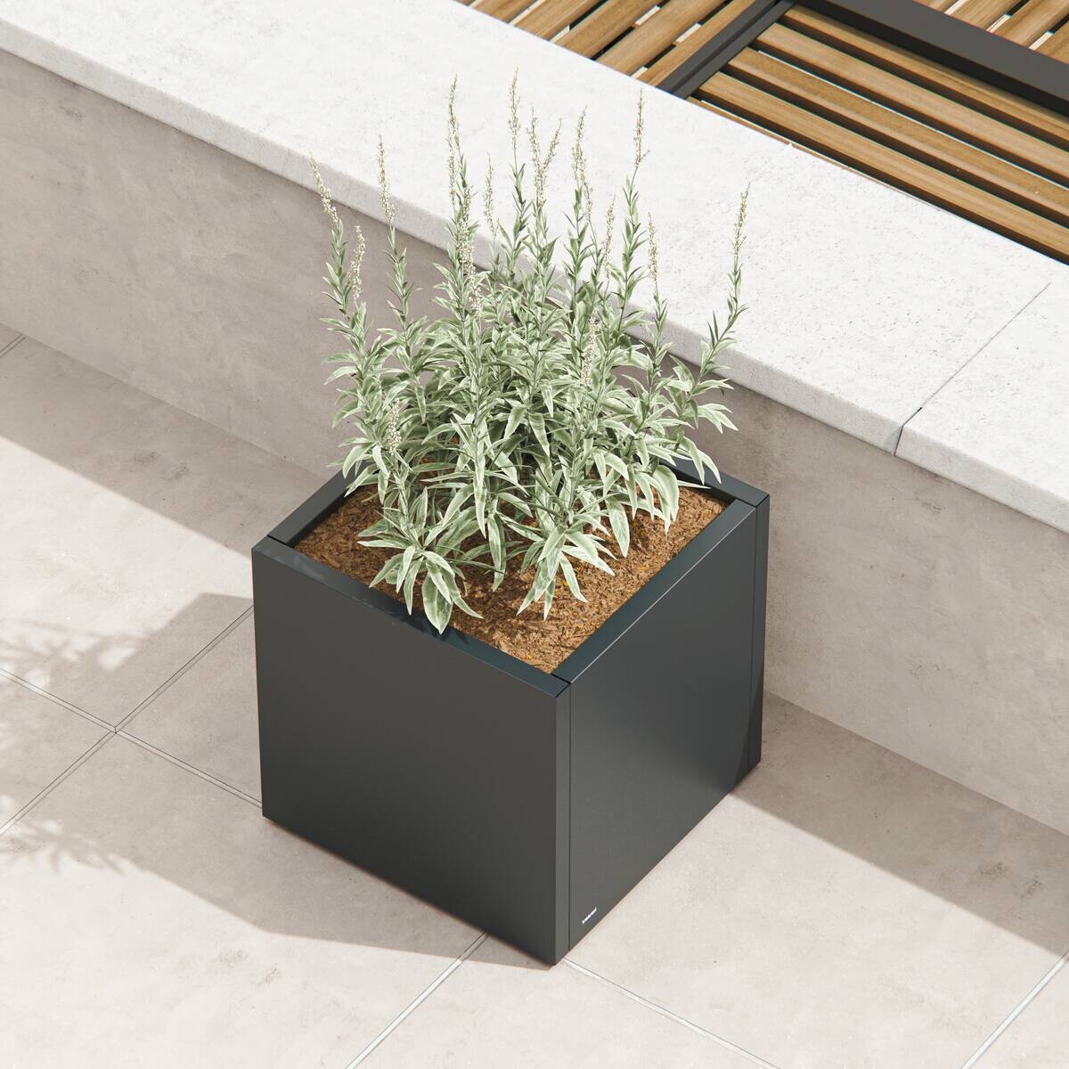 Herstera Garden Pflanzkübel Cube anthrazit Metall B/H/L: ca. 60x60x60 cm