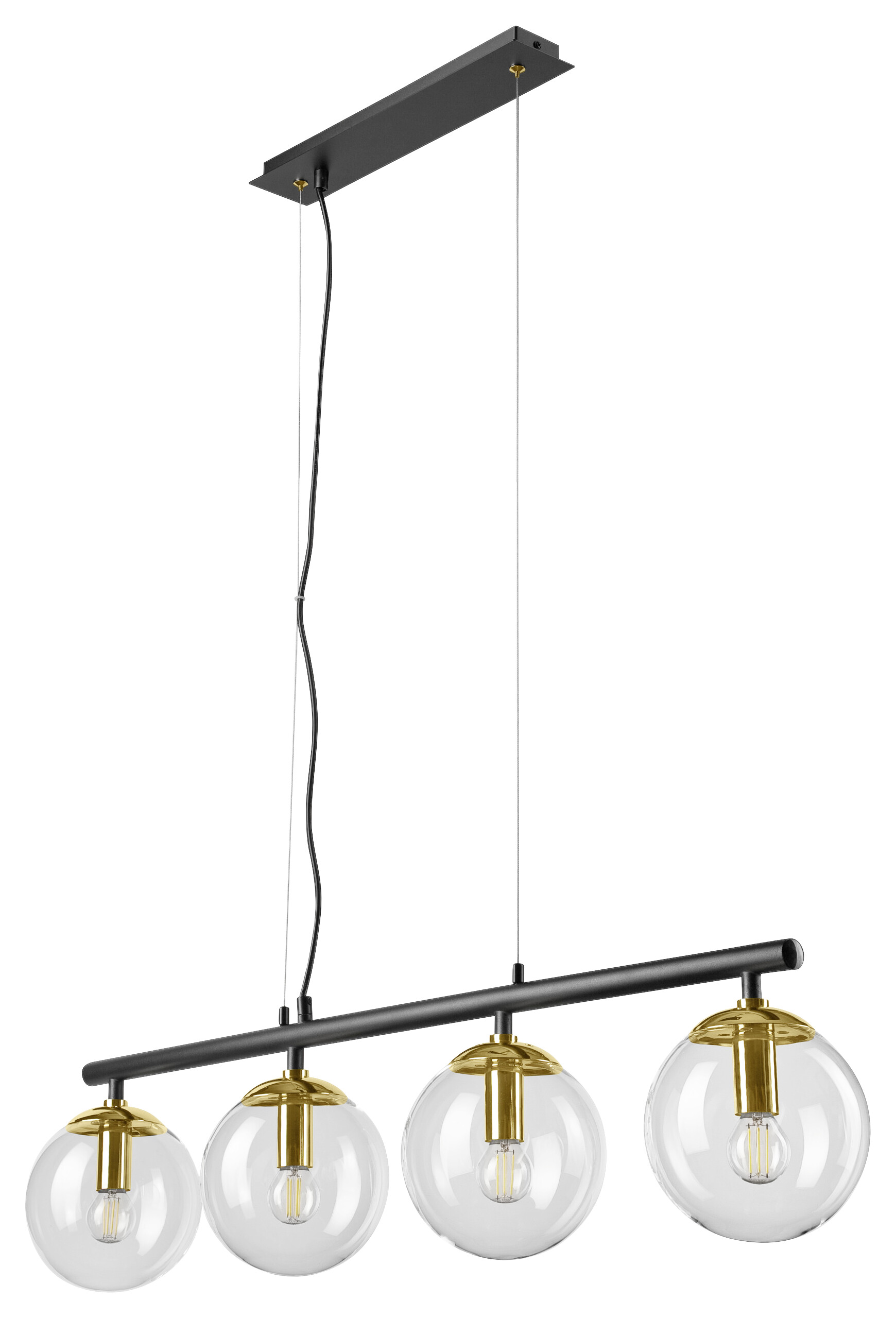 Lamkur Deckenleuchte gold Glas Stahl B/H/L: ca. 12x150x96 cm E14 4 Brennstellen