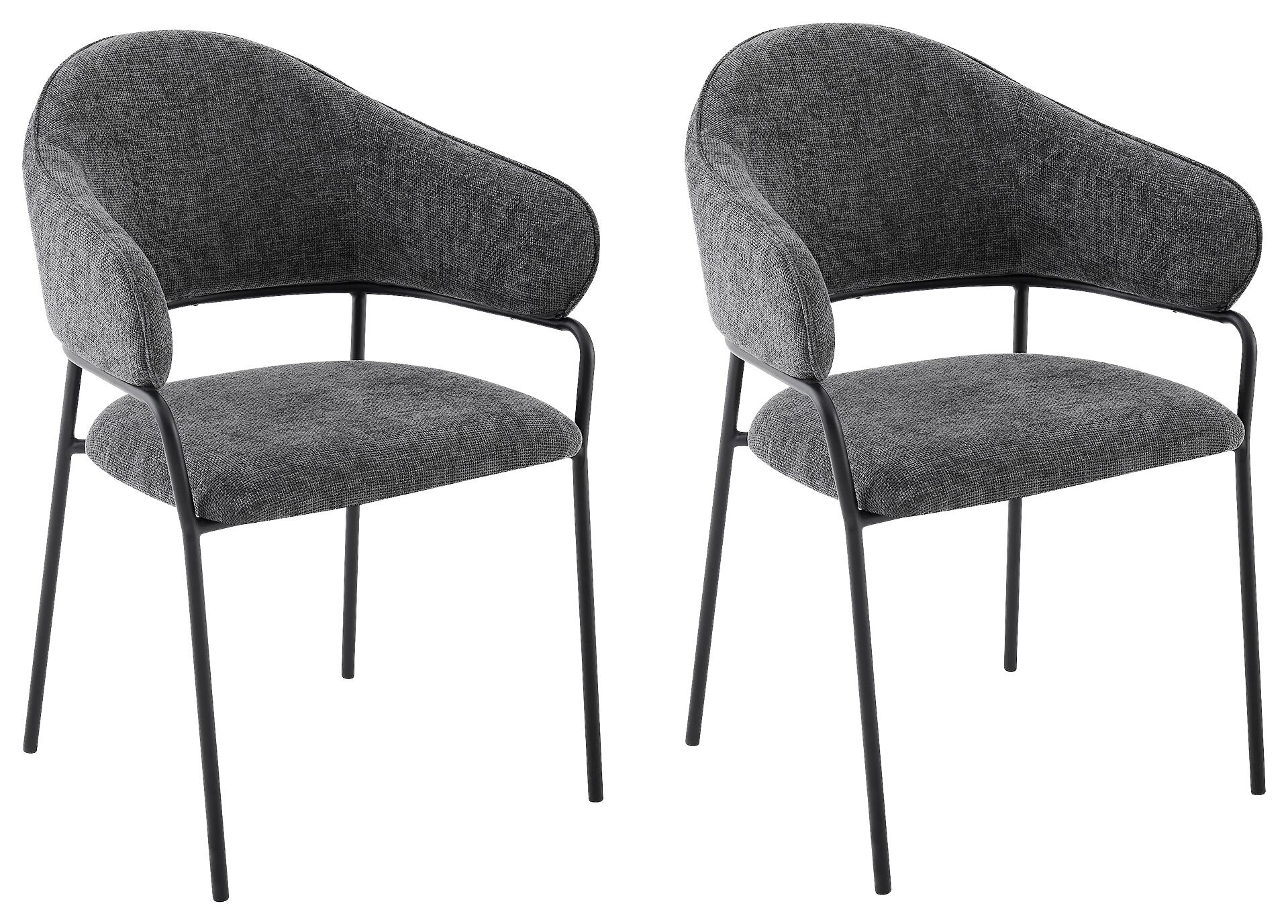 Stuhl CURVE, 2er-Set grau Stoff B/H/T: ca. 60x86x58 cm