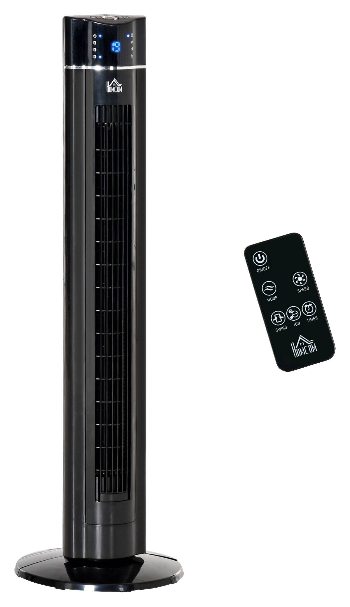 HOMCOM Ventilator schwarz Polypropylen Kunststoff Edelstahl B/H/L: ca. 32x32x106,8 cm