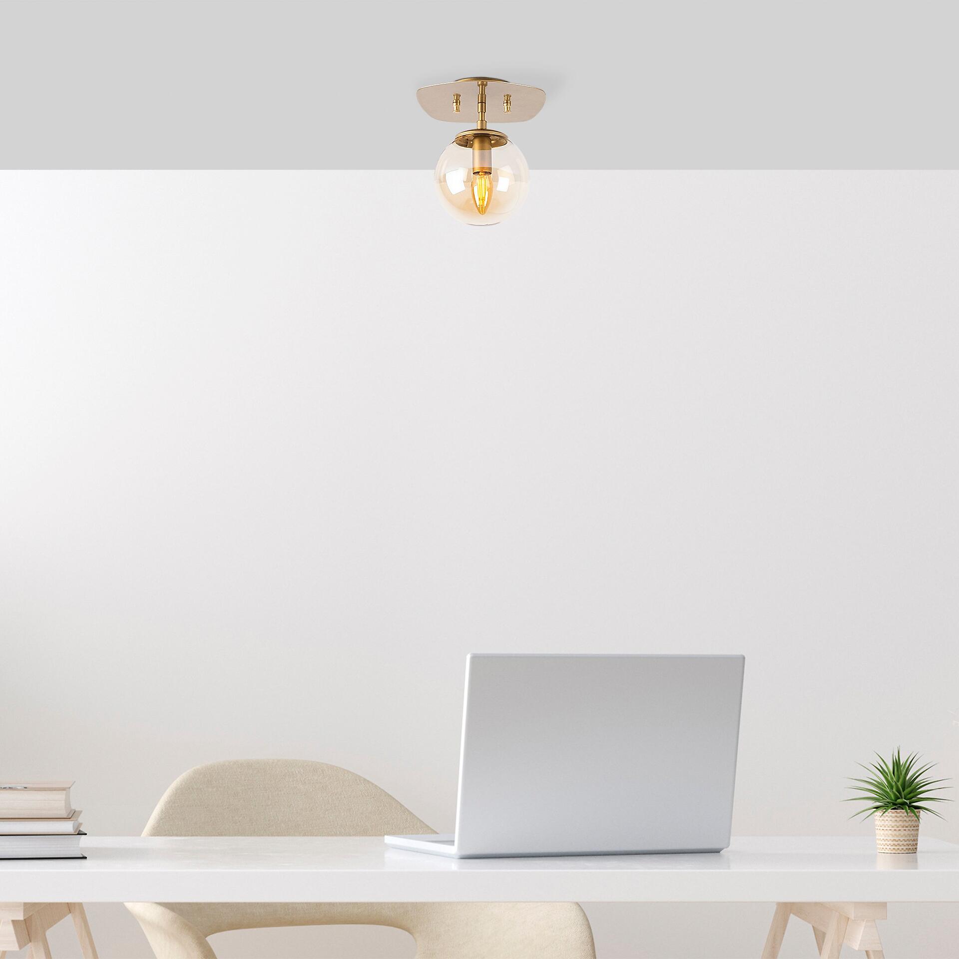 Opviq Deckenleuchte Well-11666 Glas B/H/T/L: ca. 20x25x25x20 cm E14 1 Brennstellen