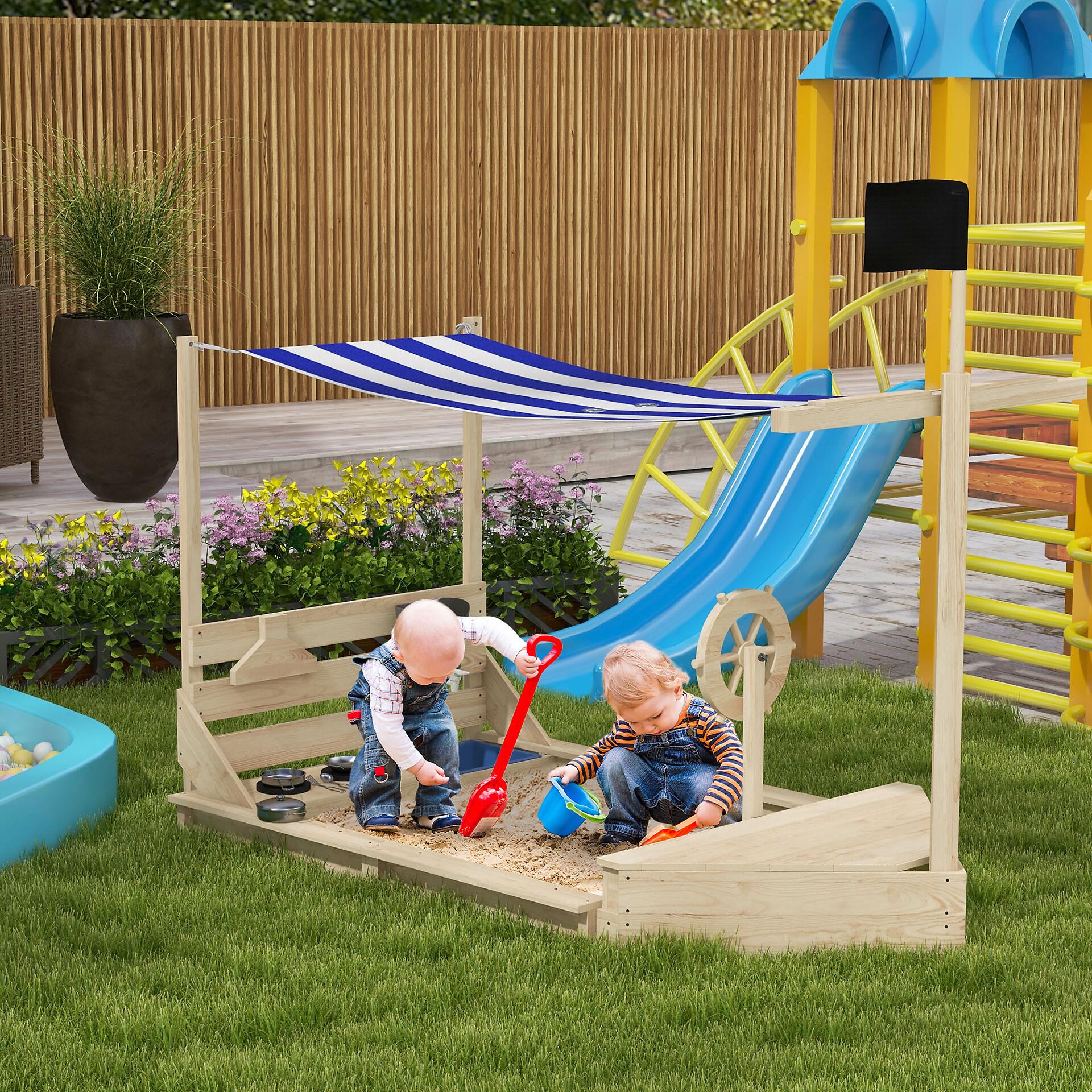 Outsunny Sandkasten natur B/H/L: ca. 103x180x144,5 cm