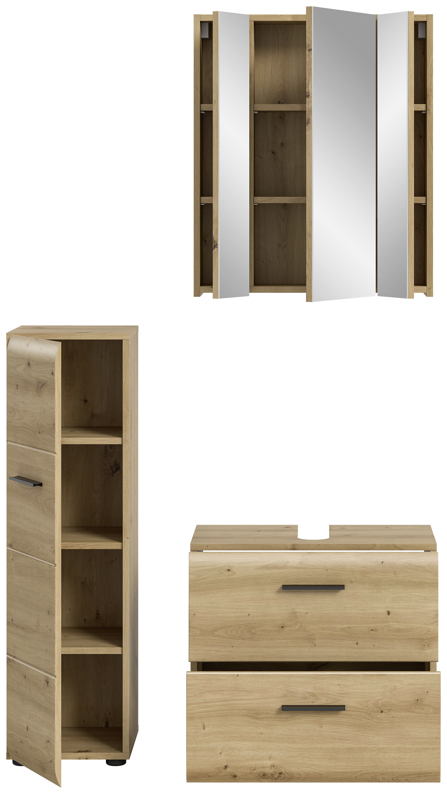 Badezimmer-Set Ice Artisan Oak Nachbildung B/H/T: ca. 105x185x30 cm