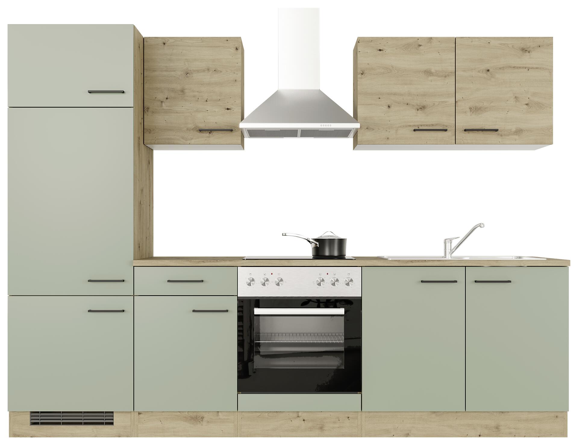 Küchenblock Cara grün matt B/H/T: ca. 270x200x60 cm