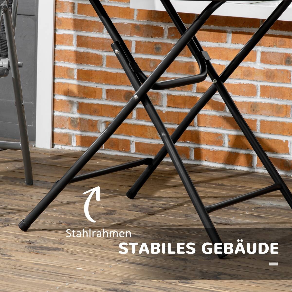 Outsunny Gartentisch dunkelgrau Polyethylen B/H/L: ca. 80x73x80 cm