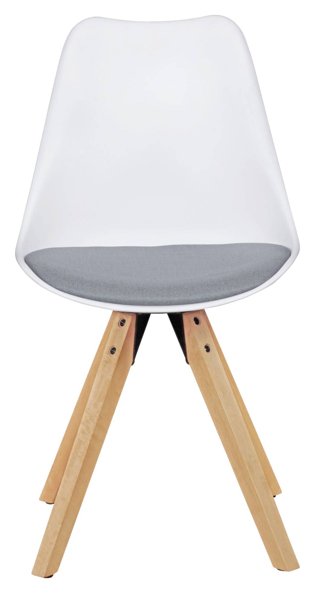 Stuhl 2er-Set weiß grau natur Kunststoff Echtholz Leinen B/H/T: ca. 49x87x52 cm