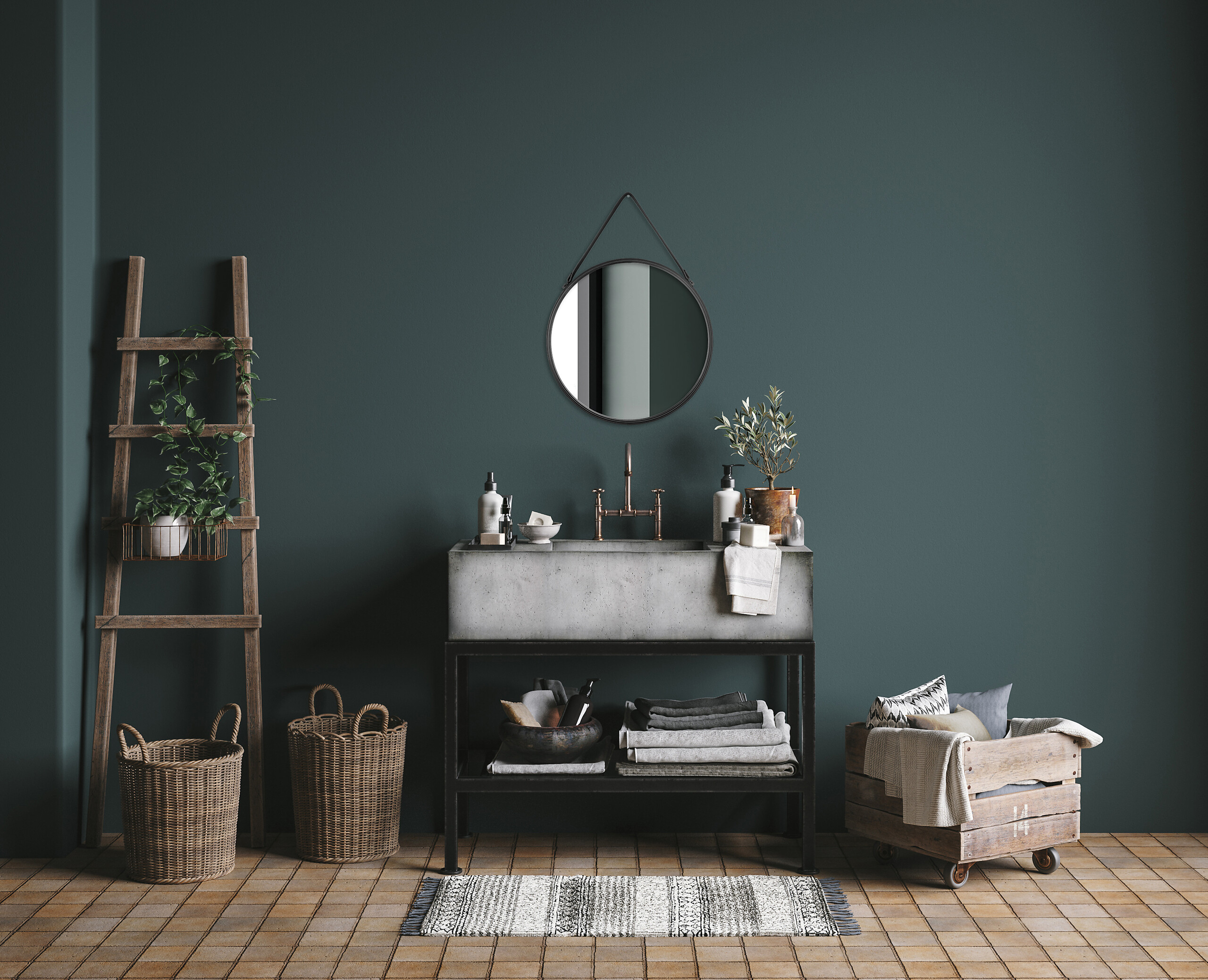 Dekorspiegel Delia schwarz D: ca. 55 cm