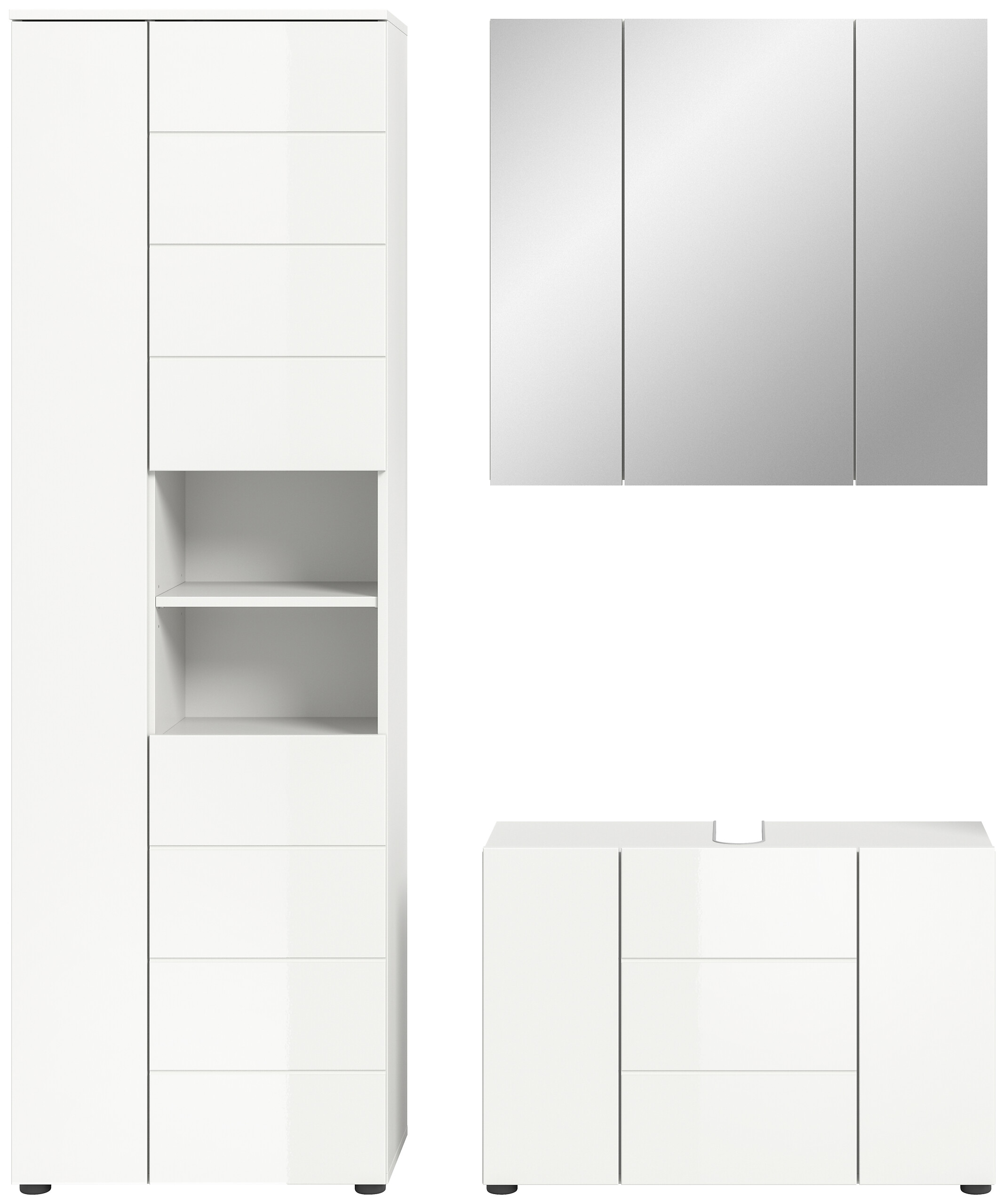 Badezimmer-Set VIRA weiß weiß Hochglanz B/H/T: ca. 157x190x34 cm