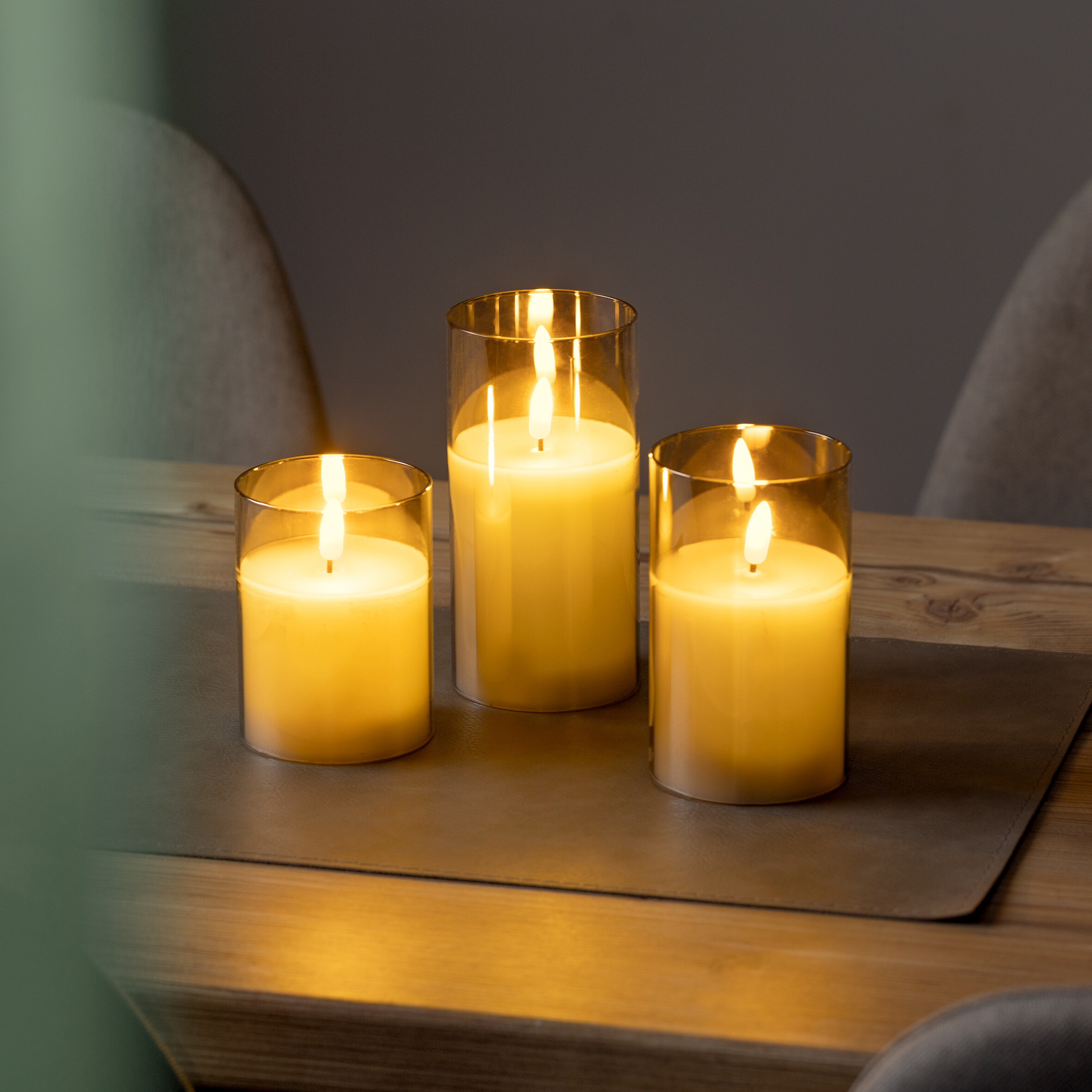 LED-Kerzen 3er Set warmweiß