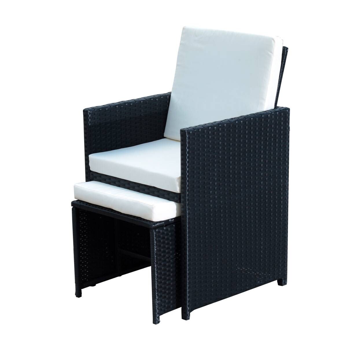 Outsunny Sitzgruppe schwarz Polyrattan