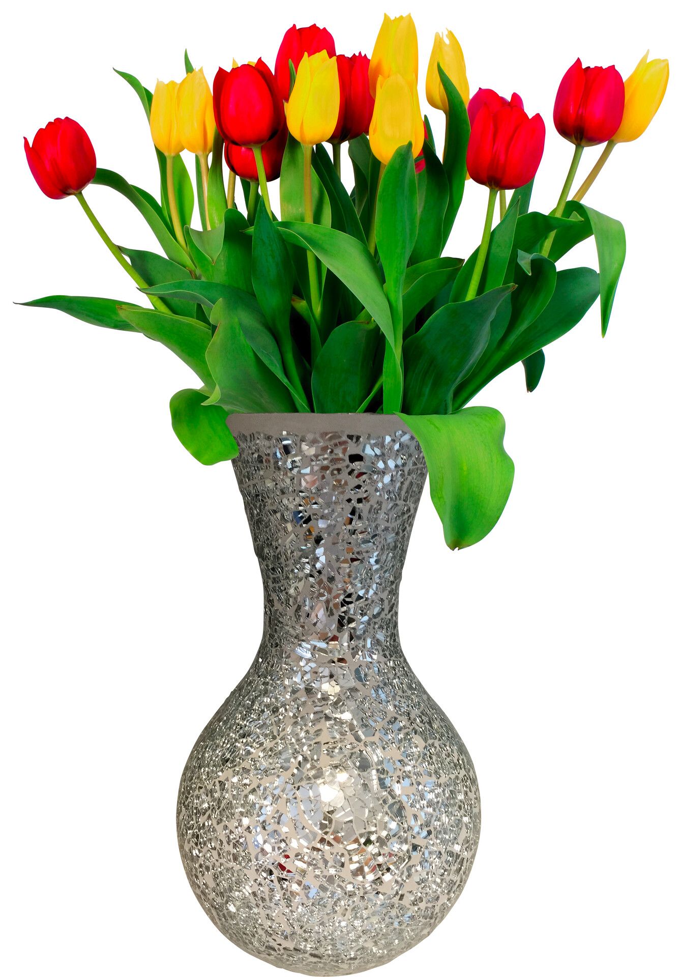 POCOline Vase silber Glas B/H/L: ca. 15x27x15 cm