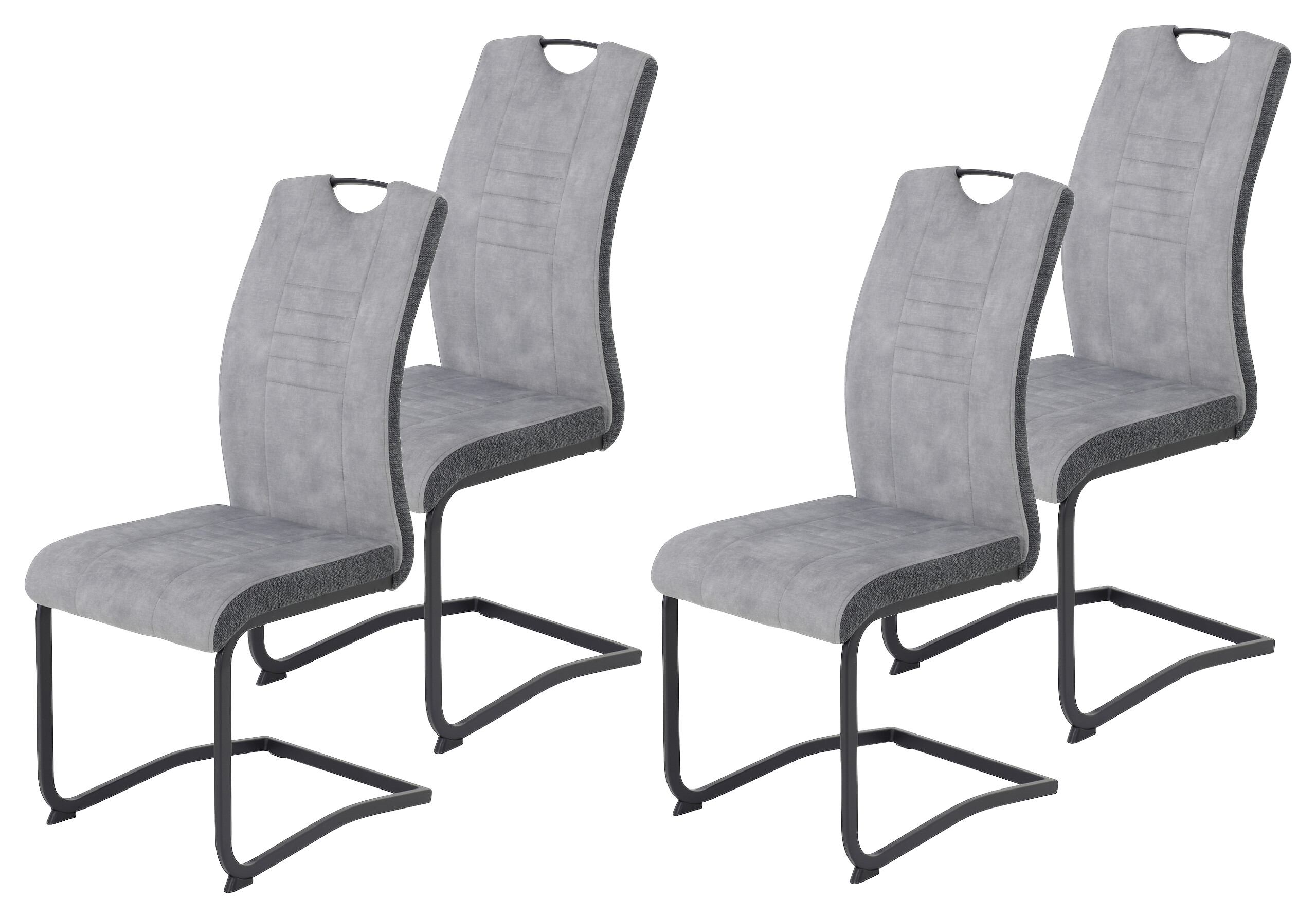 Schwingstuhl Riga, 4er-Set hellgrau Webstoff B/H/T: ca. 44x100x60 cm