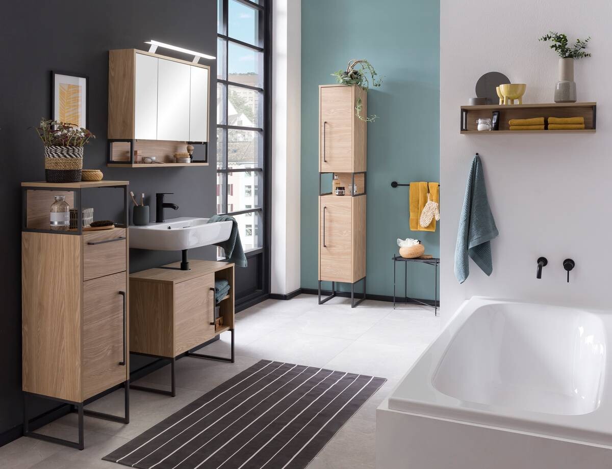 Waschbeckenunterschrank Limone Eiche hell Nachbildung B/H/T: ca. 60,4x59,5x33 cm