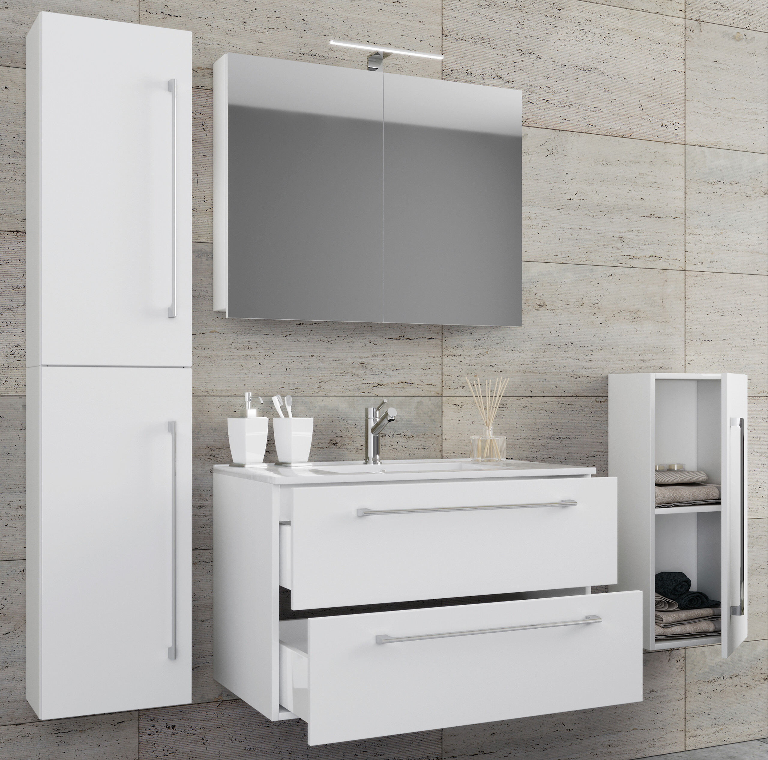 Waschplatz 5tlg-Badinos weiß B/H/T: ca. 60x50x46 cm