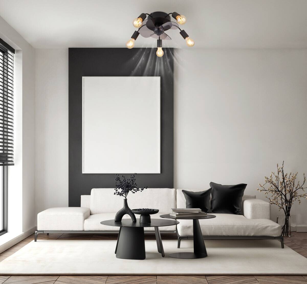 GLOBO Deckenventilator ALISHA 3647 Rauch schwarz H/D: ca. 15x42 cm max. 40 W