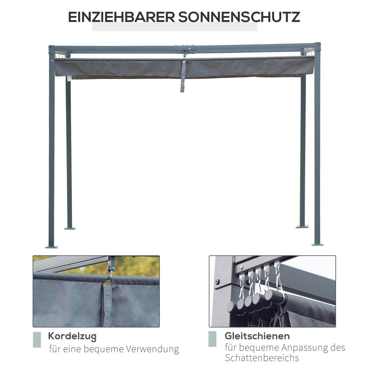 Outsunny Pergola dunkelgrau Stahl B/H/L: ca. 300x222x400 cm