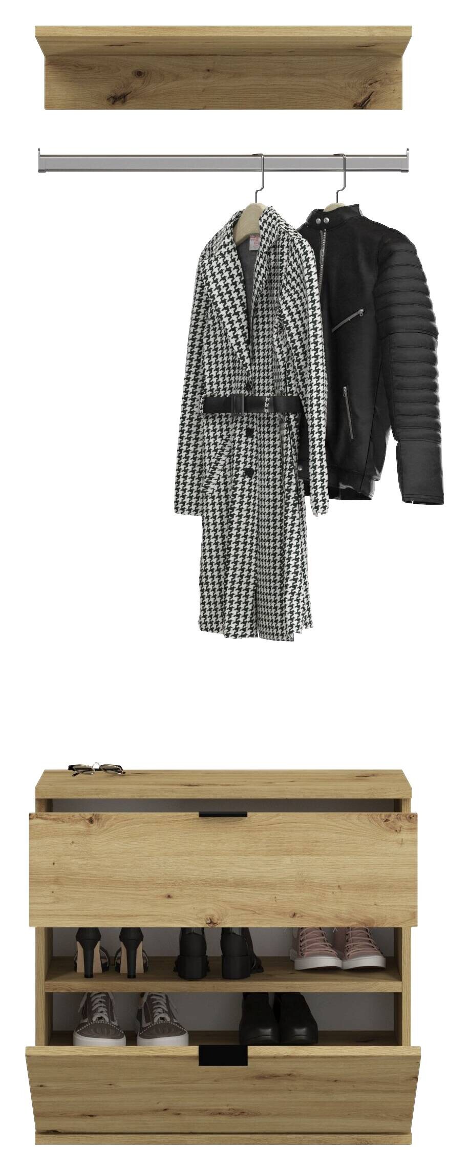 Garderobe PROJEKT Eiche Artisan Nachbildung Spiegel B/H/T: ca. 213x193x34 cm