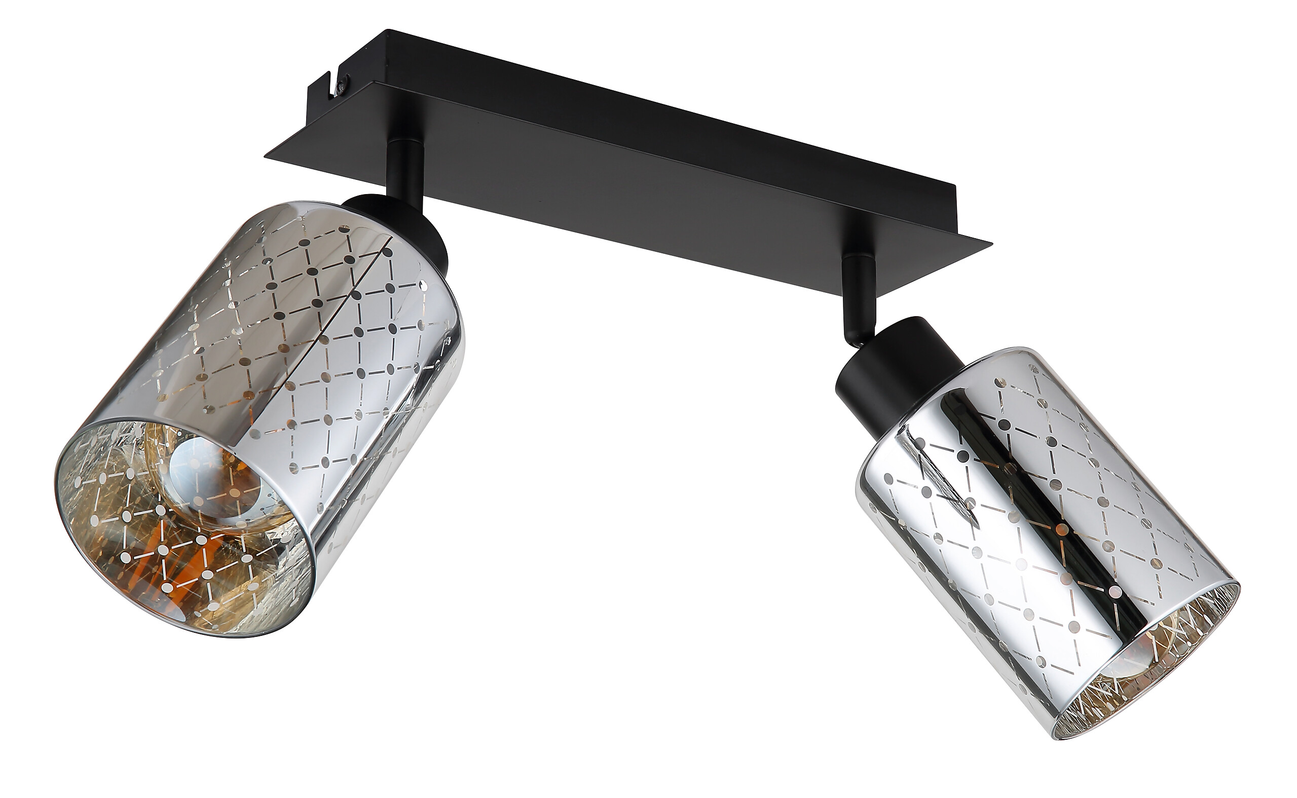 GLOBO Strahler mattschwarz klar Chrom Glas Metall B/H/L: ca. 9x22x46 cm E27 2 Brennstellen