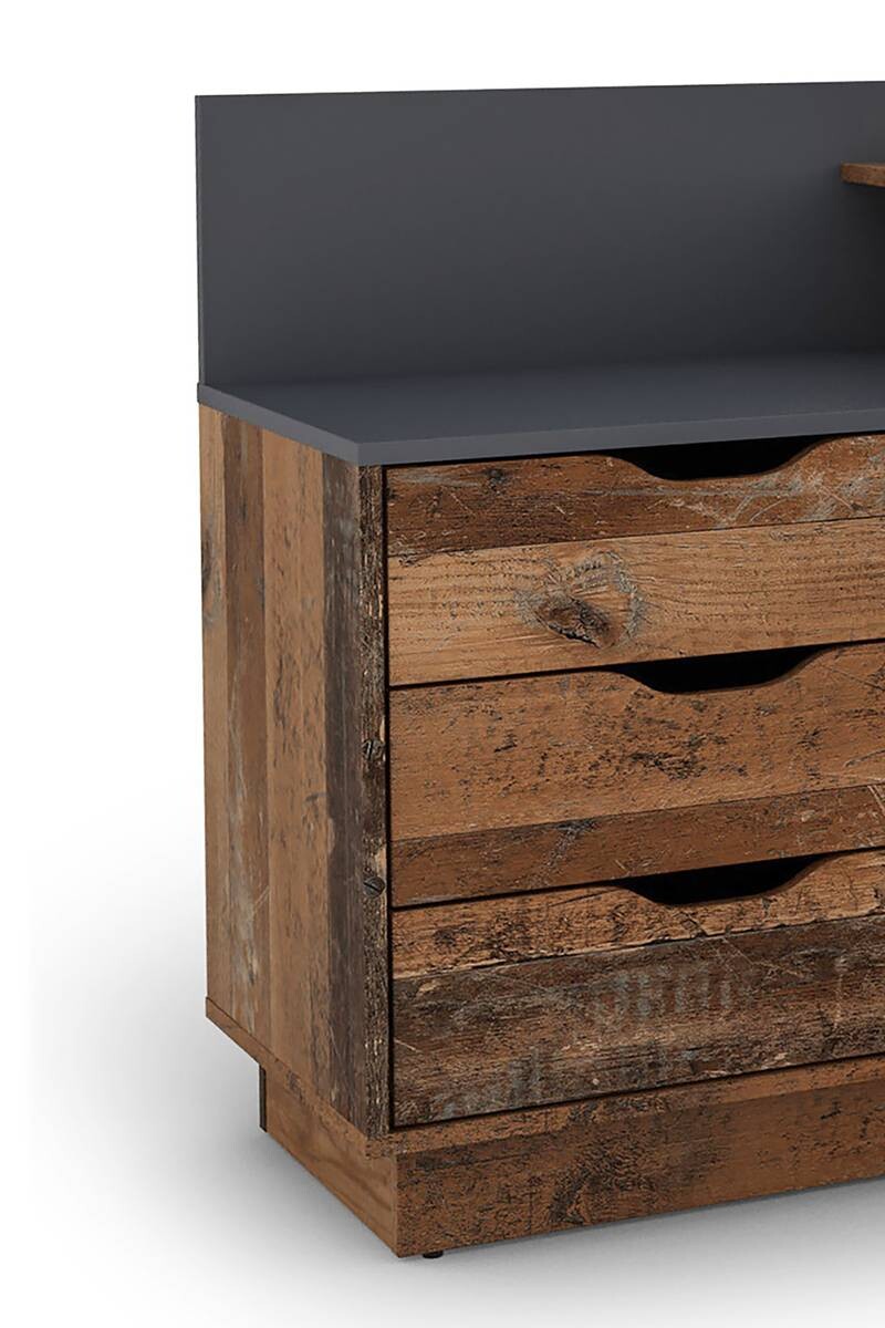 Winkelschreibtisch BELFAST anthrazit Eiche Old Wood Nachbildung B/H/T: ca. 129x83,5x105 cm