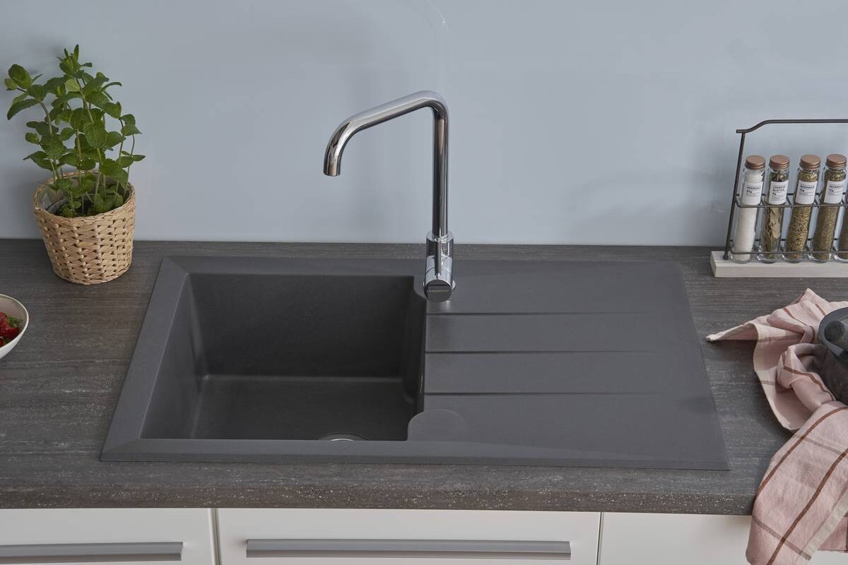 Respekta Einbauspüle Alineo 81x50 TG Titaniumgrau Quarzolite B/H/T: ca. 81x21x50 cm