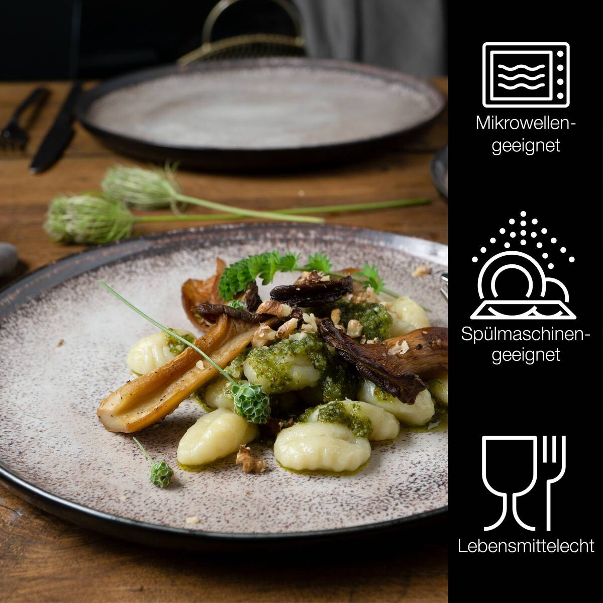 Moritz & Moritz Essteller flach beige Porzellan D: ca. 27 cm