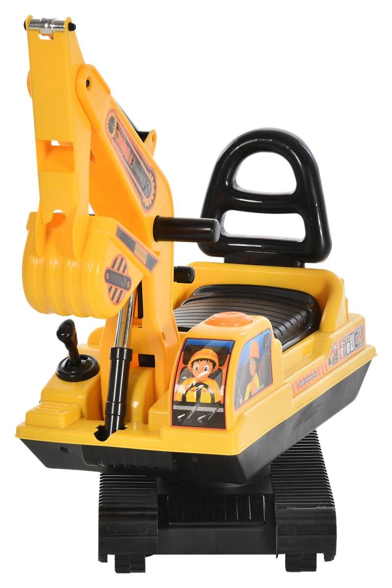 HOMCOM Kinder-Rutscherfahrzeug Bagger gelb B/H/L: ca. 24x58,5x78 cm