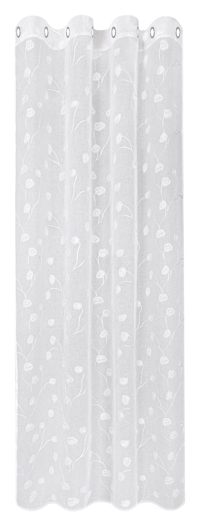 Happy Home Ösenschal Blätter weiß B/L: ca. 140x245 cm