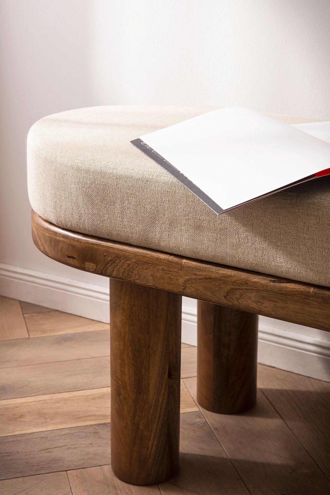 Sitzbank braun beige Mango Leder B/H/T: ca. 140x47,5x41,5 cm