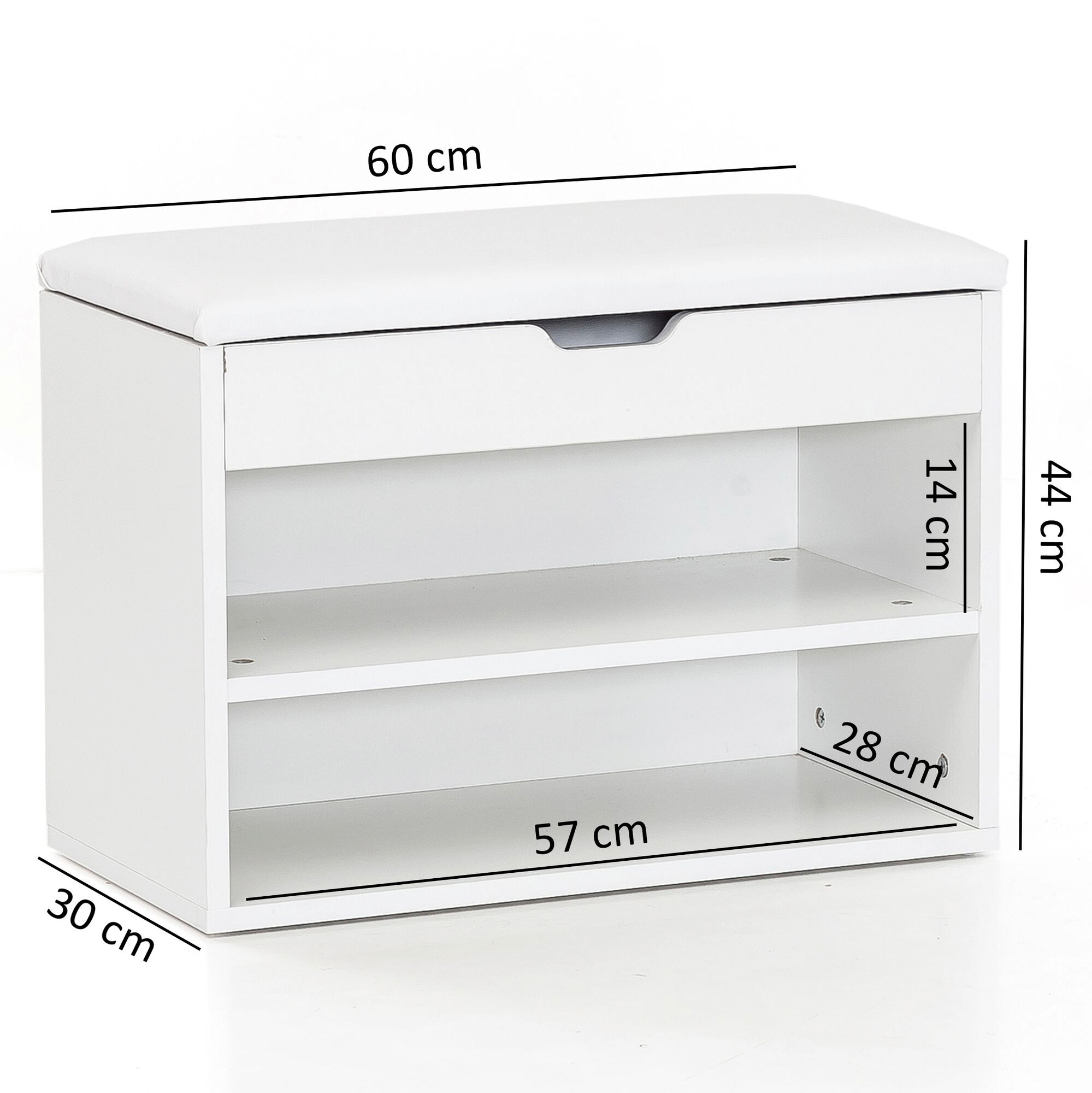 Schuhbank weiß weiß B/H/T: ca. 60x40x30 cm