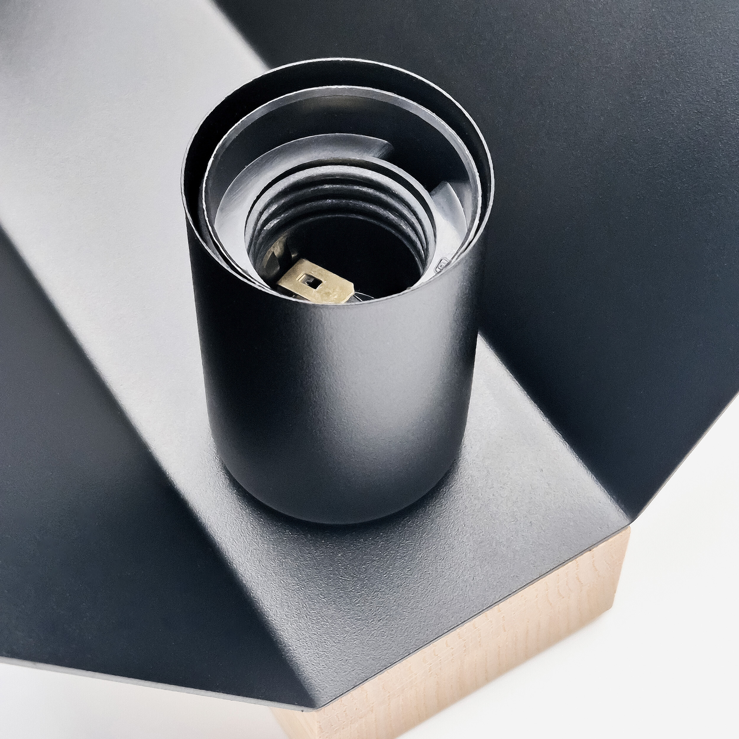 Lamkur Deckenleuchte schwarz Eiche Stahl Glas B/H/L: ca. 12x11,5x24 cm E27 2 Brennstellen