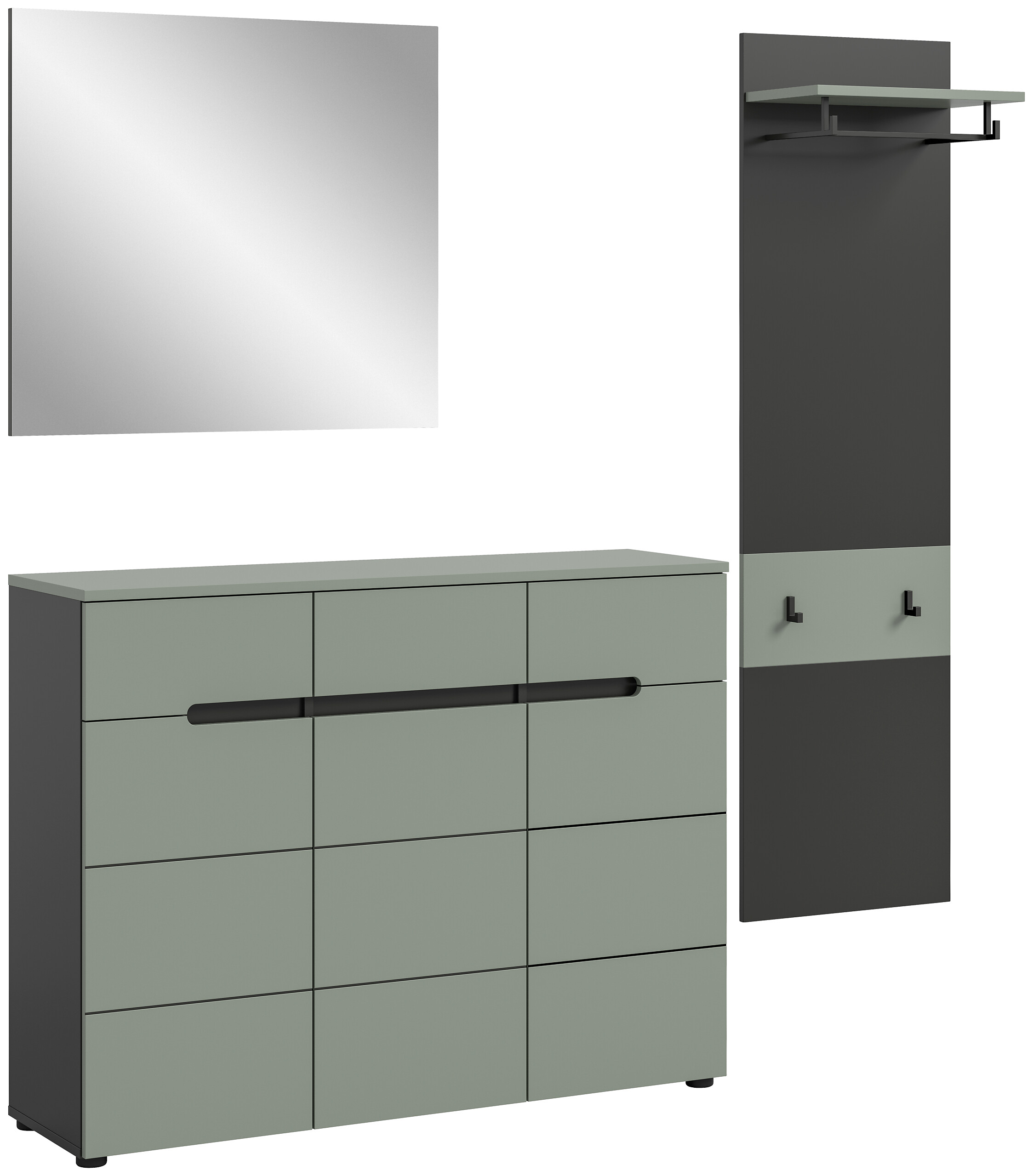 Garderobe Canu grün basaltgrau Nachbildung B/H/T: ca. 180x190x37 cm Garderobe Canu grün basaltgrau Nachbildung B/H/T: ca. 180x190x37 cm