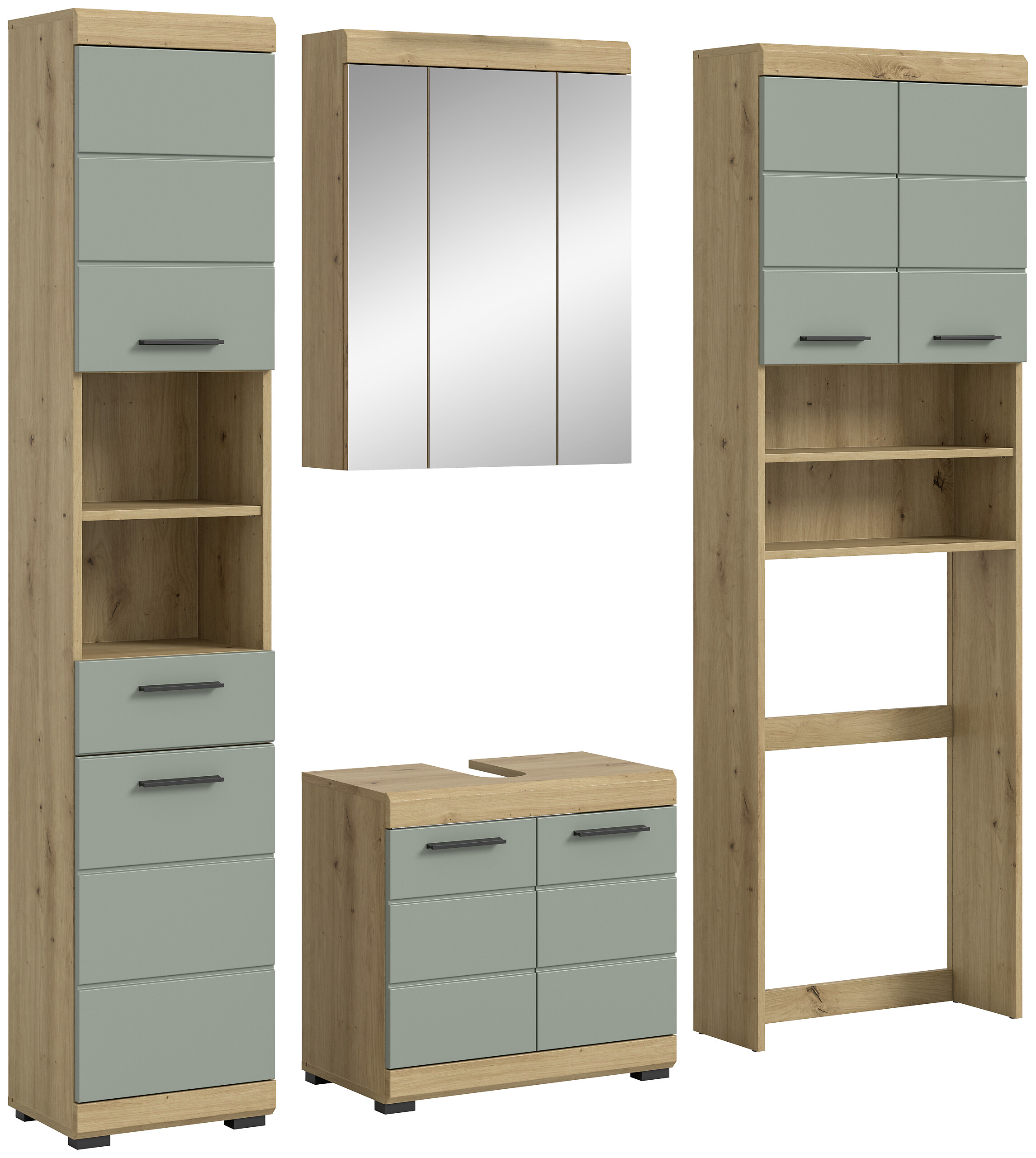 Badezimmer-Set Scout Eiche Artisan Nachbildung salbei Nachbildung B/H/T: ca. 190x191x34 cm