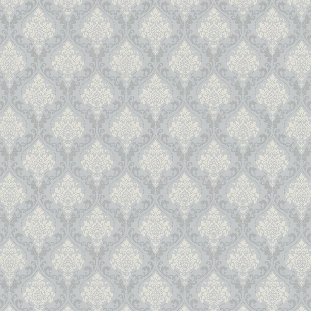 Papiertapete Ornament grau silber altweiß B/L: ca. 53x1005 cm