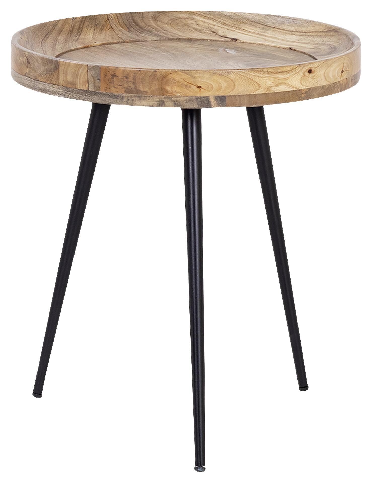 Beistelltisch AVA natur schwarz pulverbeschichtet Echtholz Metall B/H/T: ca. 45x50x45 cm