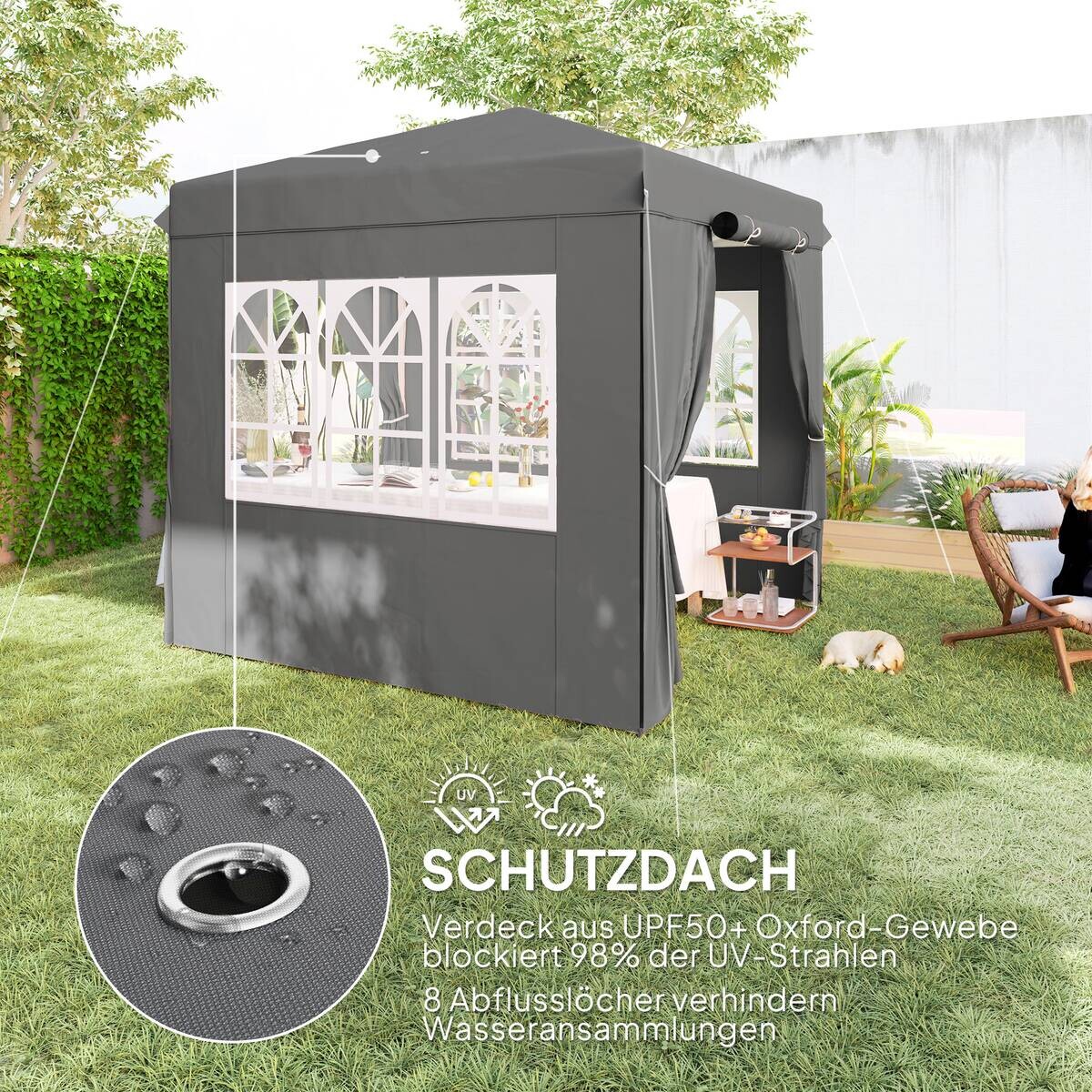 Outsunny Pavillon dunkelgrau Metall B/H/L: ca. 250x268x250 cm
