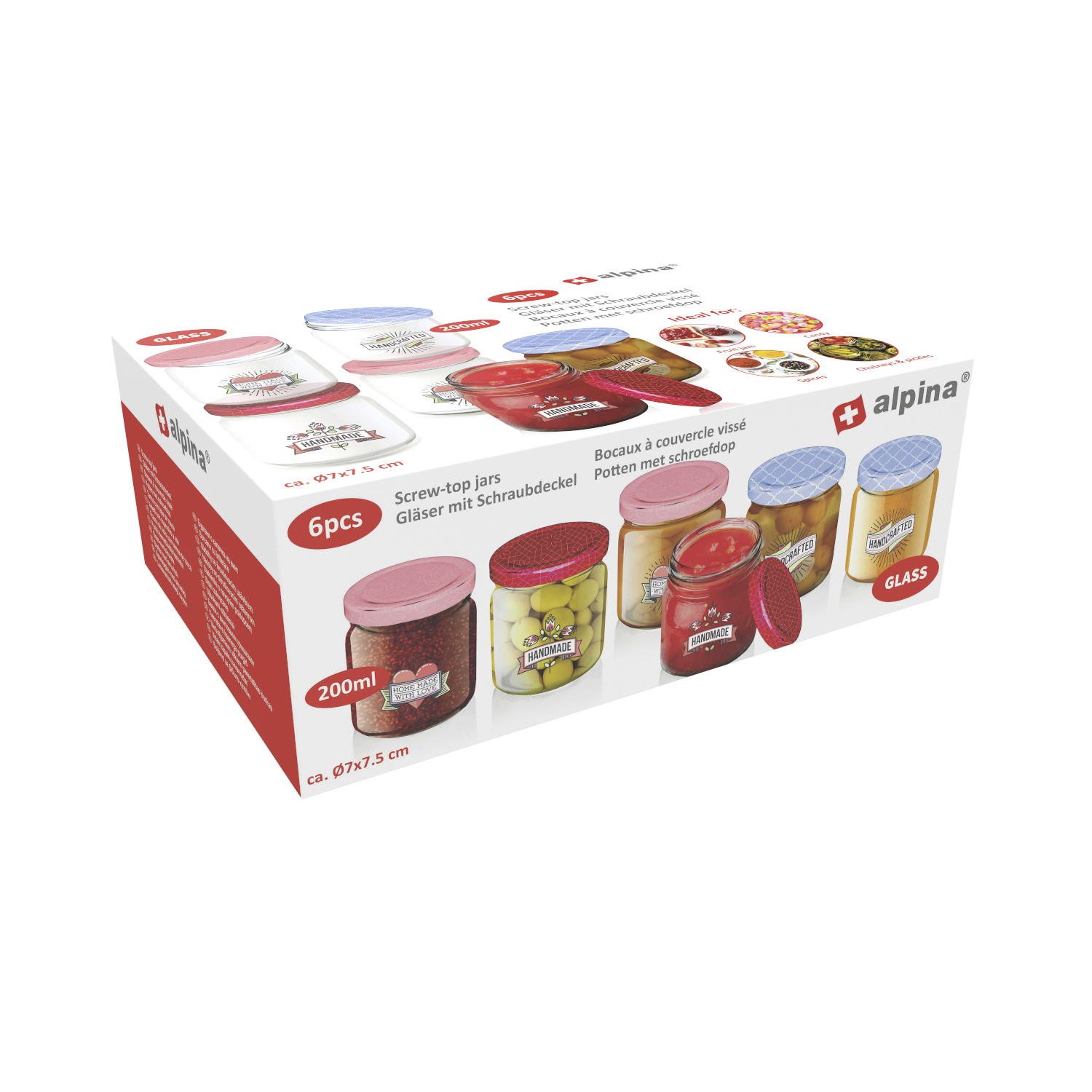 alpina Schraubgläser-Set mehrfarbig