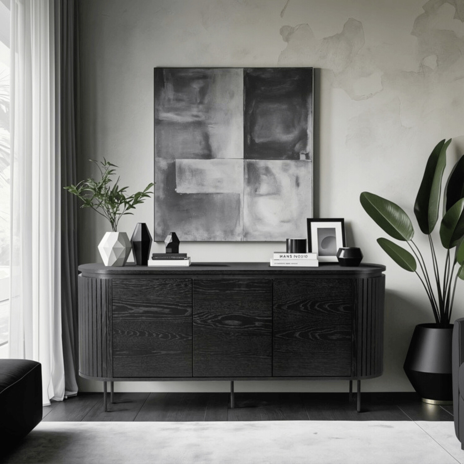 Kommode ALBERI schwarz B/H/T: ca. 160x76x40 cm