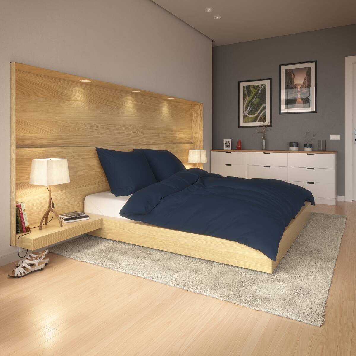 Baumwoll Bettwäsche Renforce dunkelblau Baumwolle B/L: ca. 135x200 cm