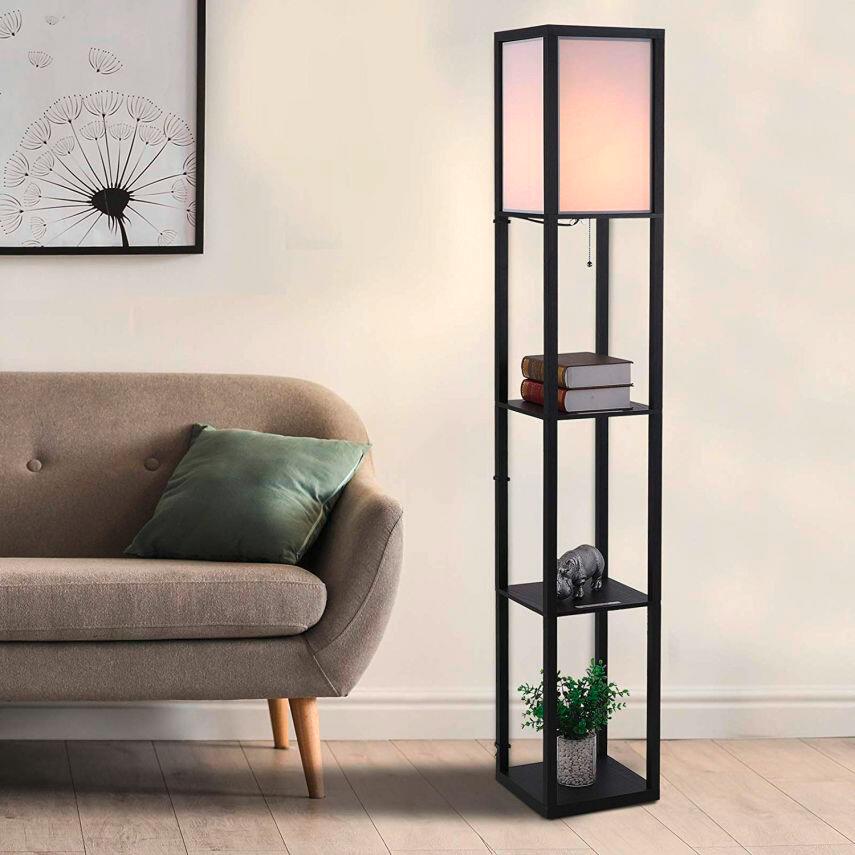 HOMCOM Stehleuchte 833-623 schwarz MDF Stoff B/H/T: ca. 26x160x26 cm E27 1 Brennstellen