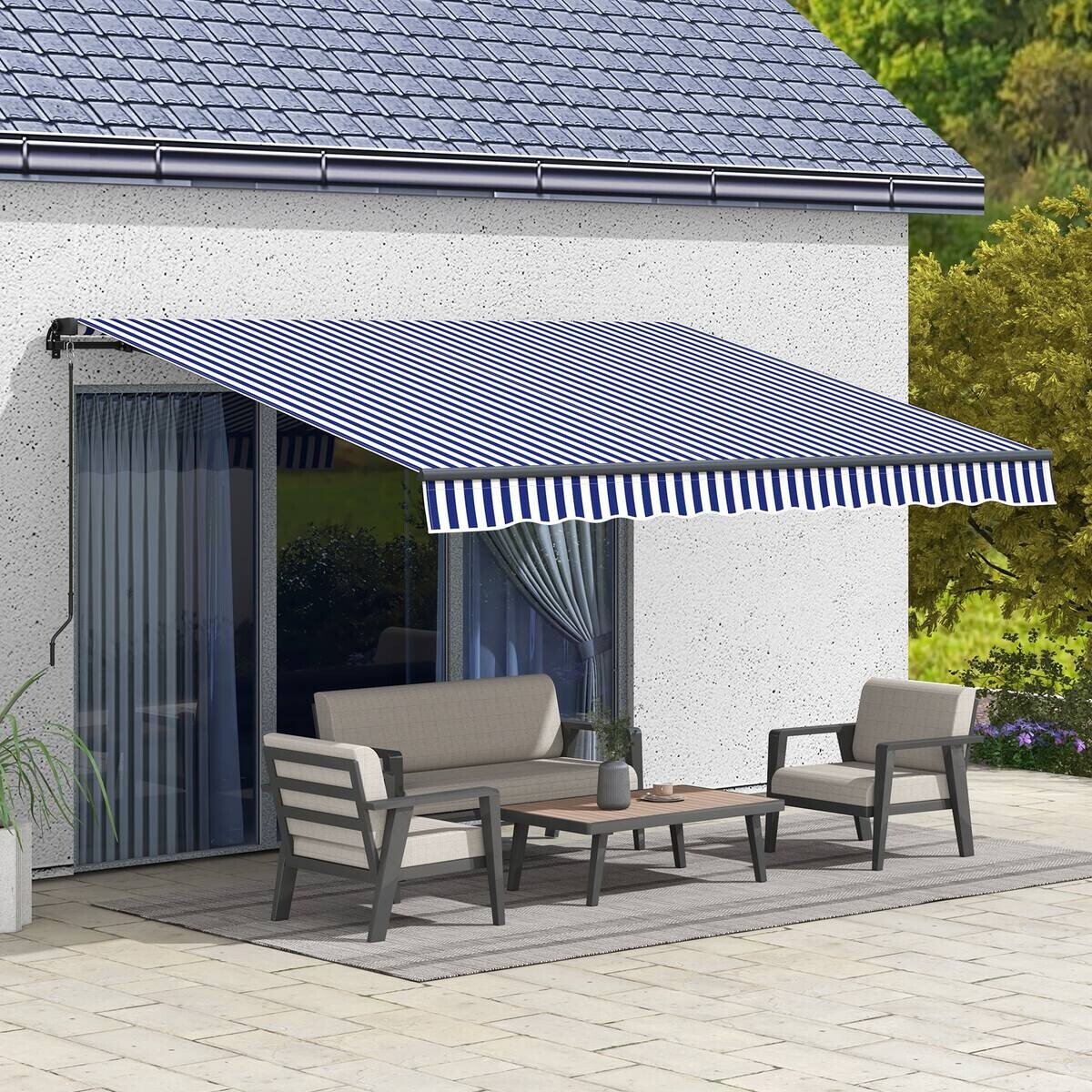 Outsunny Markise blau B/H: ca. 290x350 cm