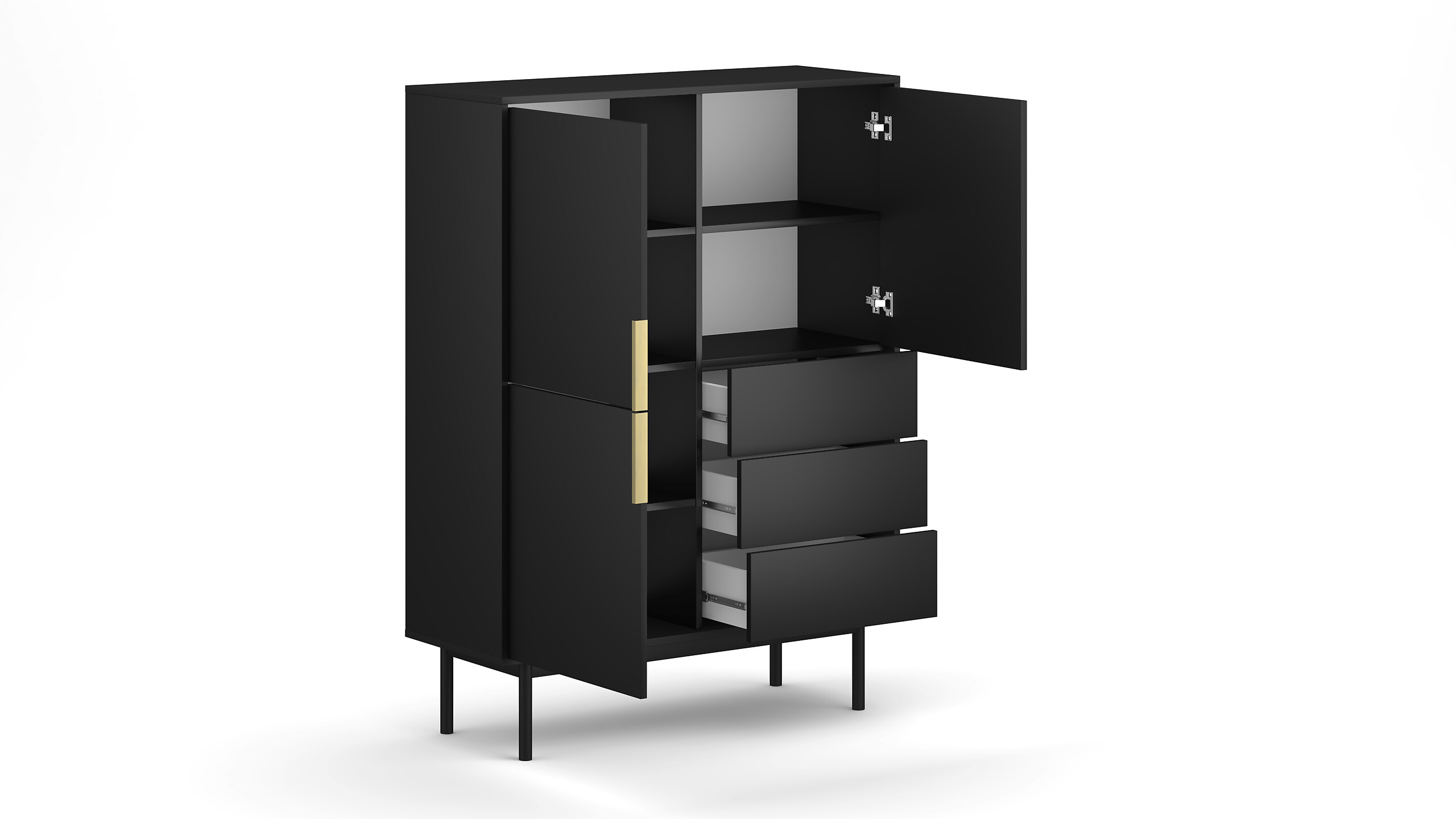 Highboard VIVA schwarz B/H/T: ca. 104x139,5x39 cm