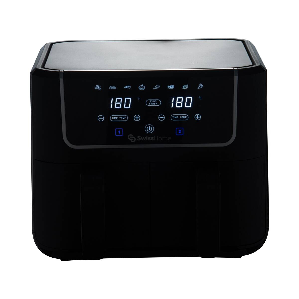 SWISS HOME Doppel-Heißluftfritteuse SH-6931 schwarz Kunststoff B/H/L: ca. 24x28x32 cm ca. 3 l