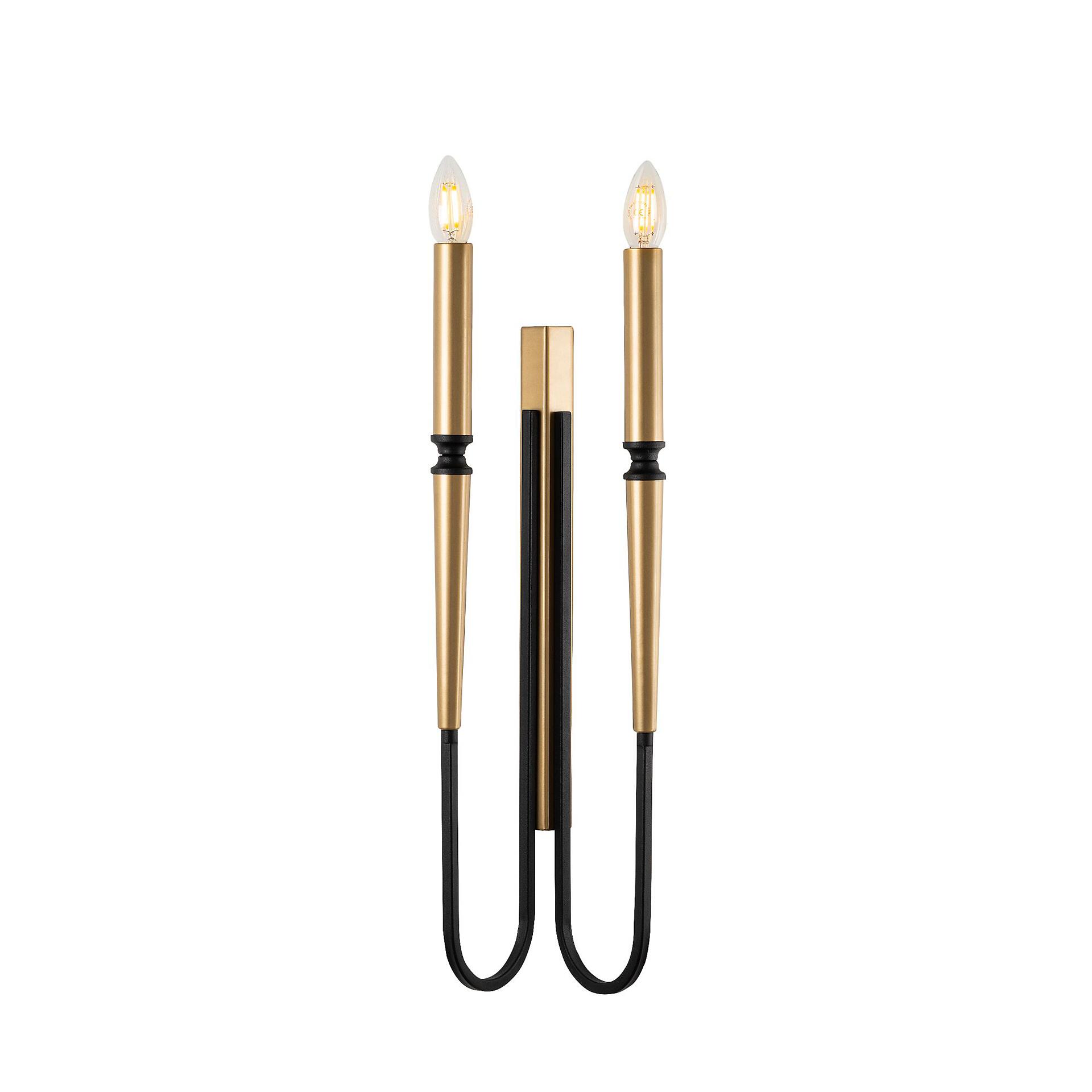 Opviq Wandleuchte schwarz Metall B/H/L: ca. 58x12x18 cm E14 1 Brennstellen