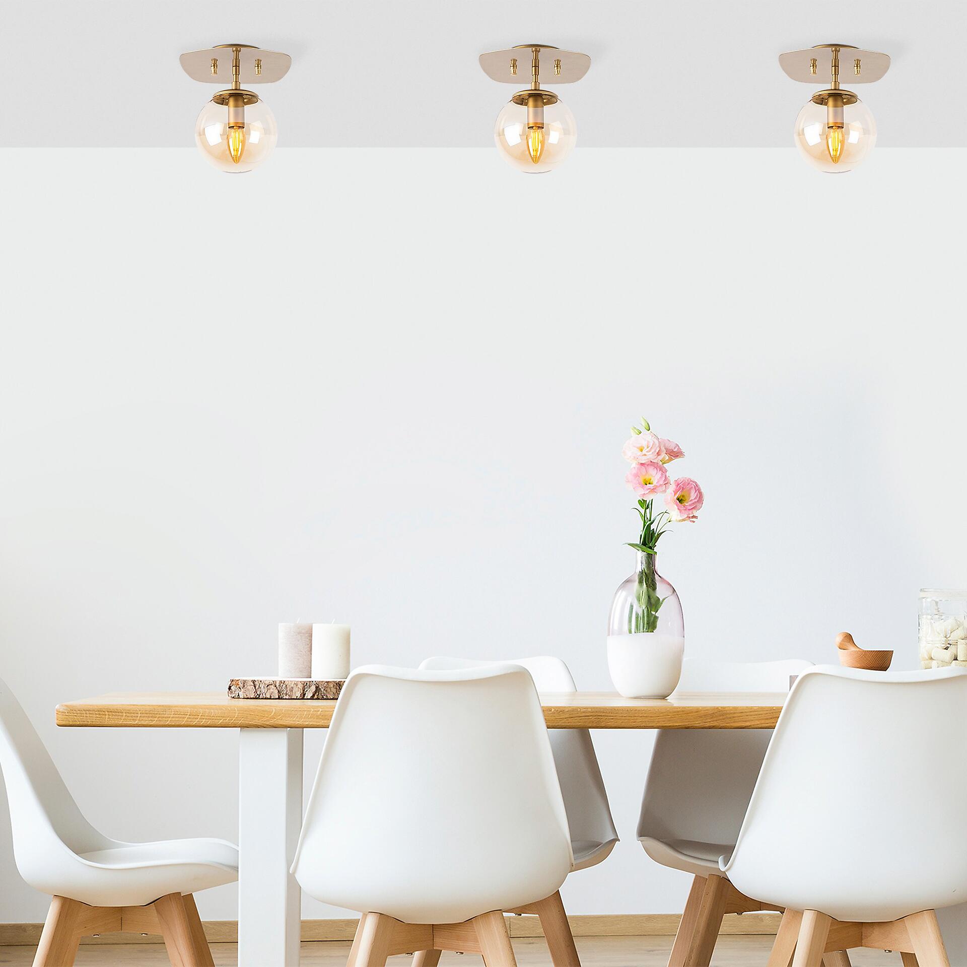 Opviq Deckenleuchte Well-11666 Glas B/H/T/L: ca. 20x25x25x20 cm E14 1 Brennstellen